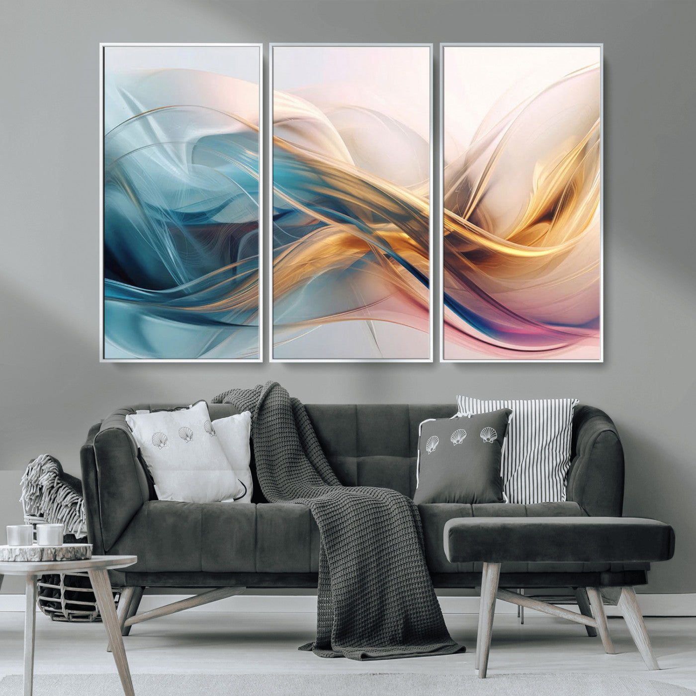 17461-MGV-FC-48X32-3P_White-Abstract Flowing Colors Wall Art Canvas Print