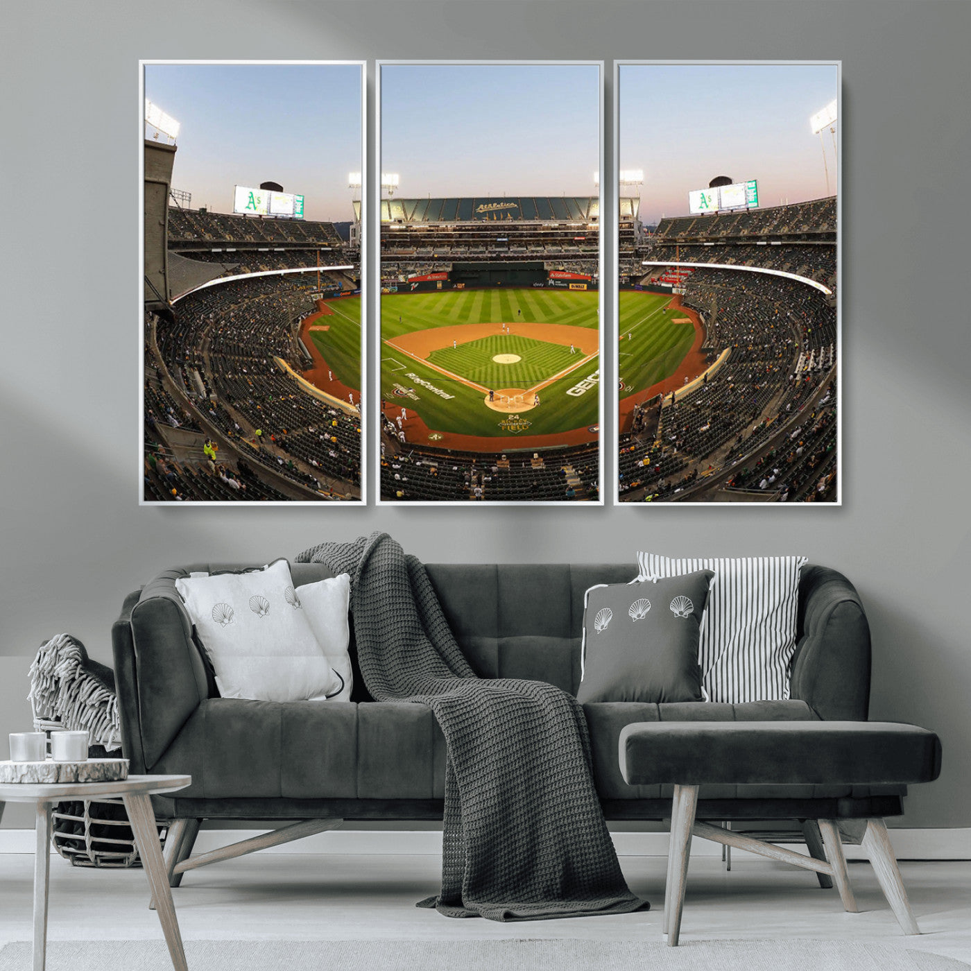 -Oakland Athletics Baseball Team Print - RingCentral Coliseum Stadium Wall Art Canvas Print