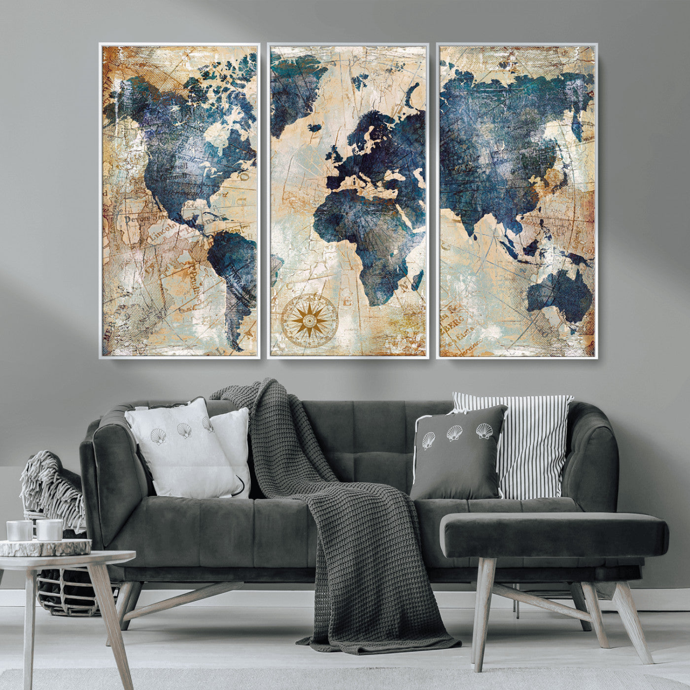 84561-MGV-CV-36X24-Push Pin World Map Canvas Print – Framed Wall Art for Couples, Travel Tracker Map, Anniversary Gift for Home Decor