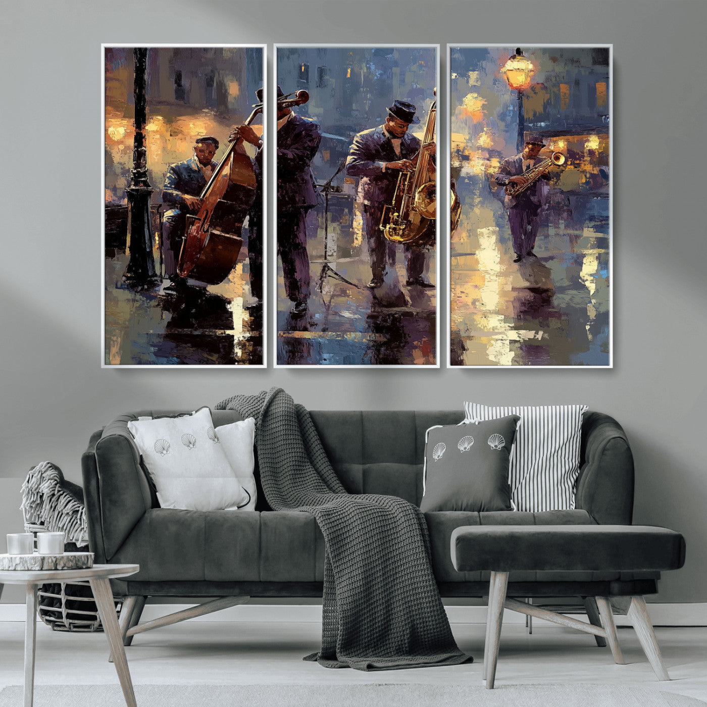 79232-MGV-CV-36X24-Afro Abstract Jazz Music Canvas Print - African American Wall Art - Colorful Framed Afro Abstract