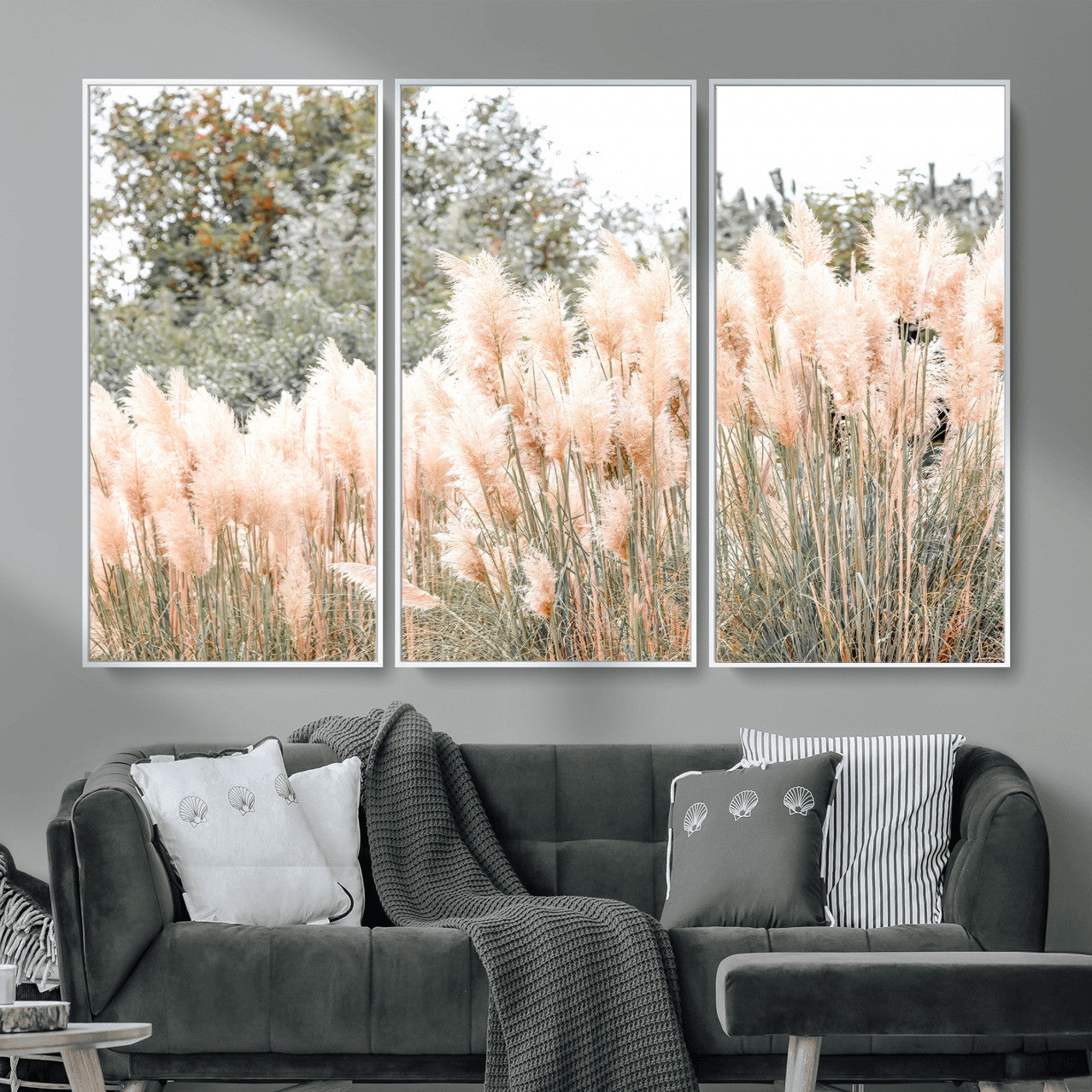 21826392-MGV-CV-36X24 - Pampas Grass Wall Art – Soft Blush Hues and Natural Texture Canvas Print, Serene Outdoors & Botanical Charm for Living Room or Nature Decor