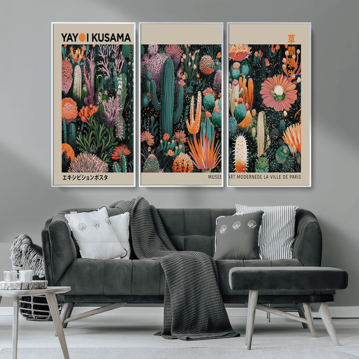 20505520-MGV-FC-48X32-3P_White-Yayoi Kusama Art Print Canvas – Abstract Mount Fuji Japanese Wall Art Contemporary Modern Artwork for Home, Office