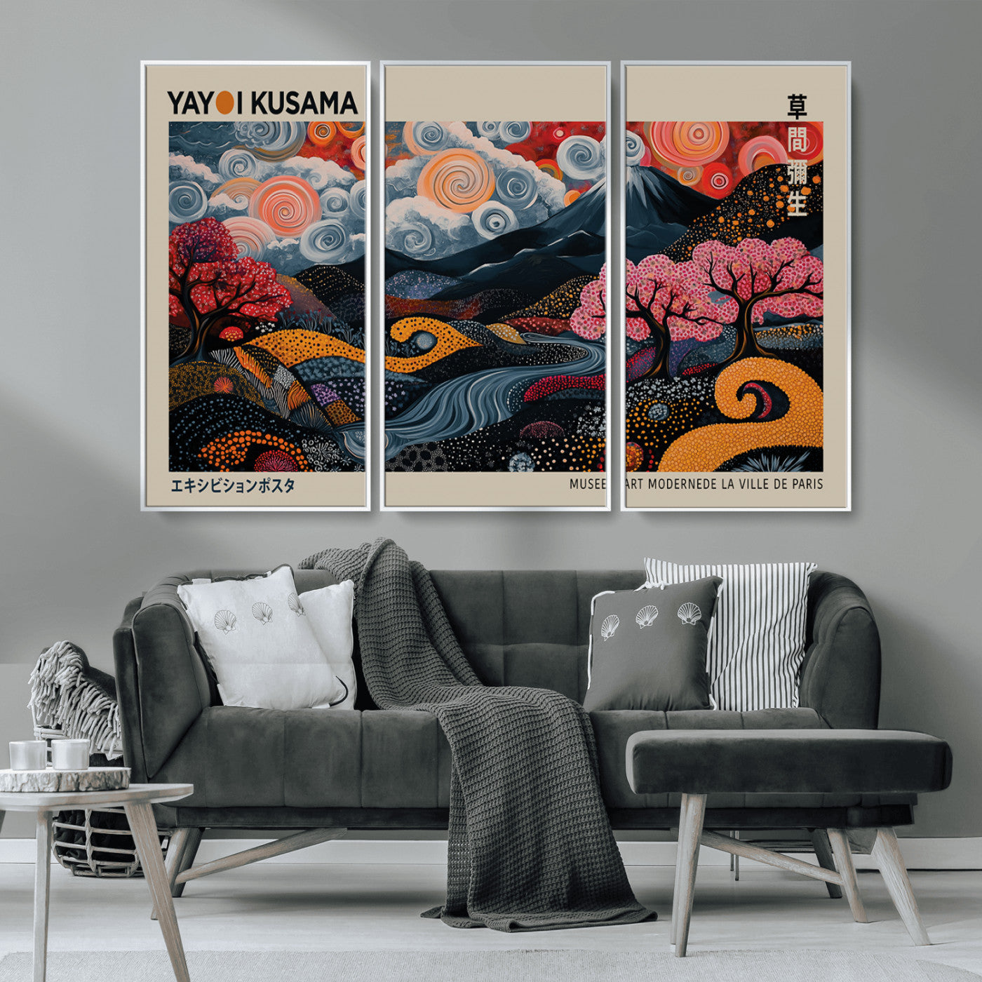 -Modern Japanese Wall Art Print Yayoi Kusama Canvas
