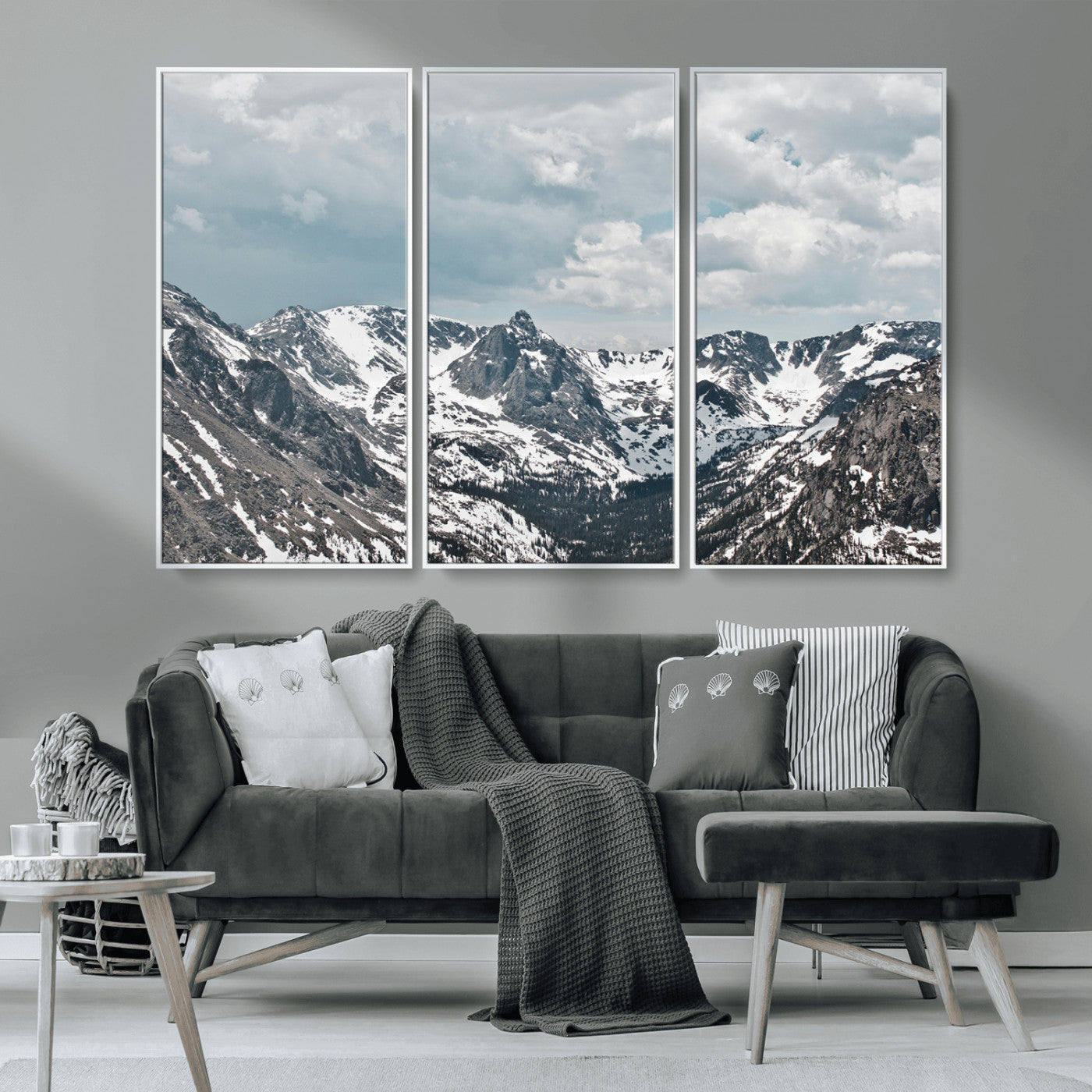 -Snowy Peaks Wall Art Canvas Print – Alpine Wilderness Mountain Escape Winter Serenity Artwork for Home, Office