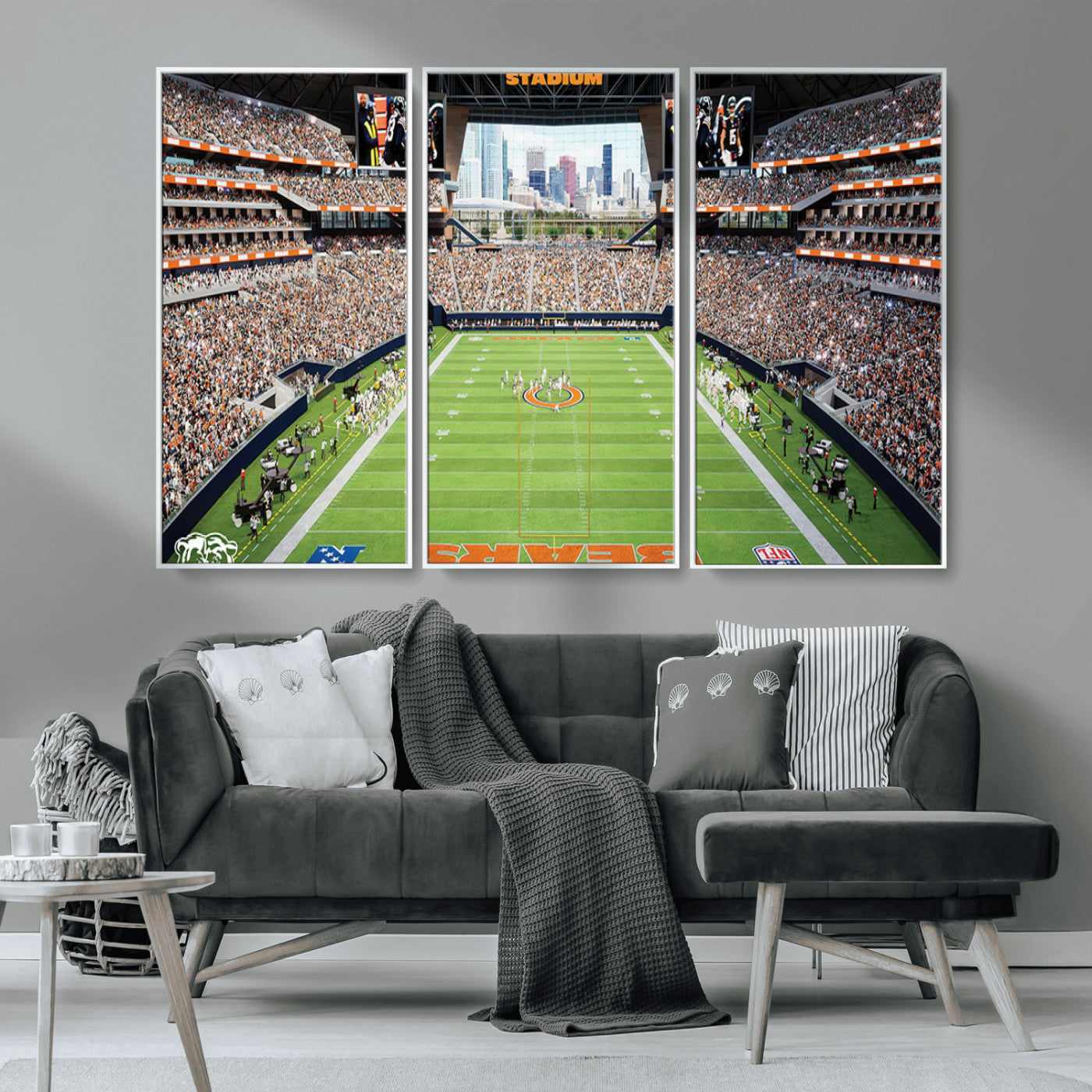 -Chicago Bears Soldiers Field Wall Art Canvas Print – Framed Football Stadium Artwork for Home, Office, Living Room