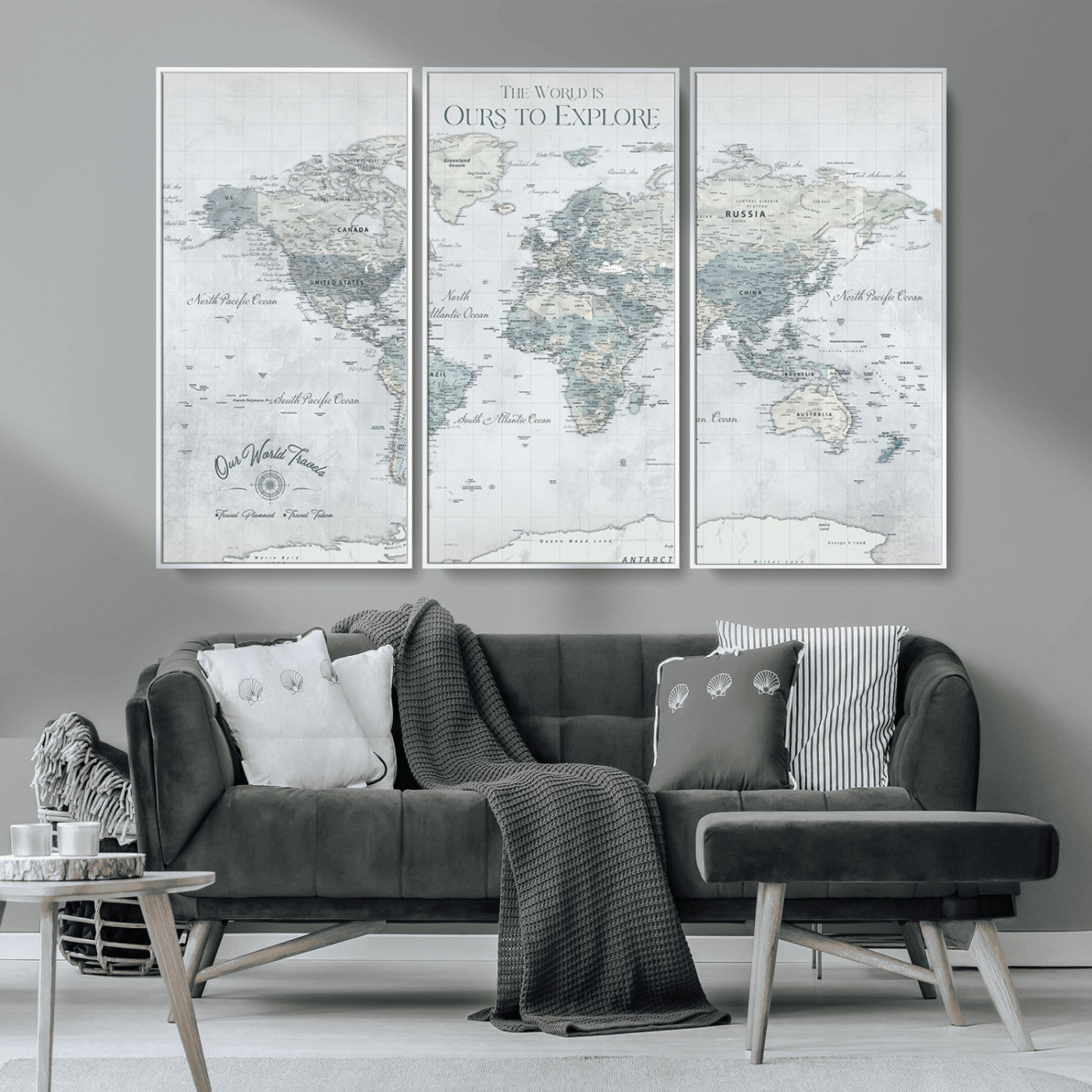 -Personalized Push Pin World Map Canvas Print – Custom Adventure Travel Map Framed Wall Art Gift for home, office