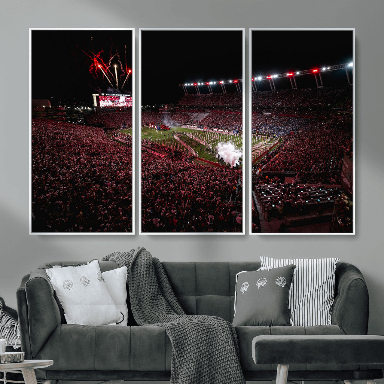 60690191-MGV-FC-48X32-3P - William Brice Stadium Wall Art Print – Baseball Game Room Artwork Print for Basement Dorm, Home, Office