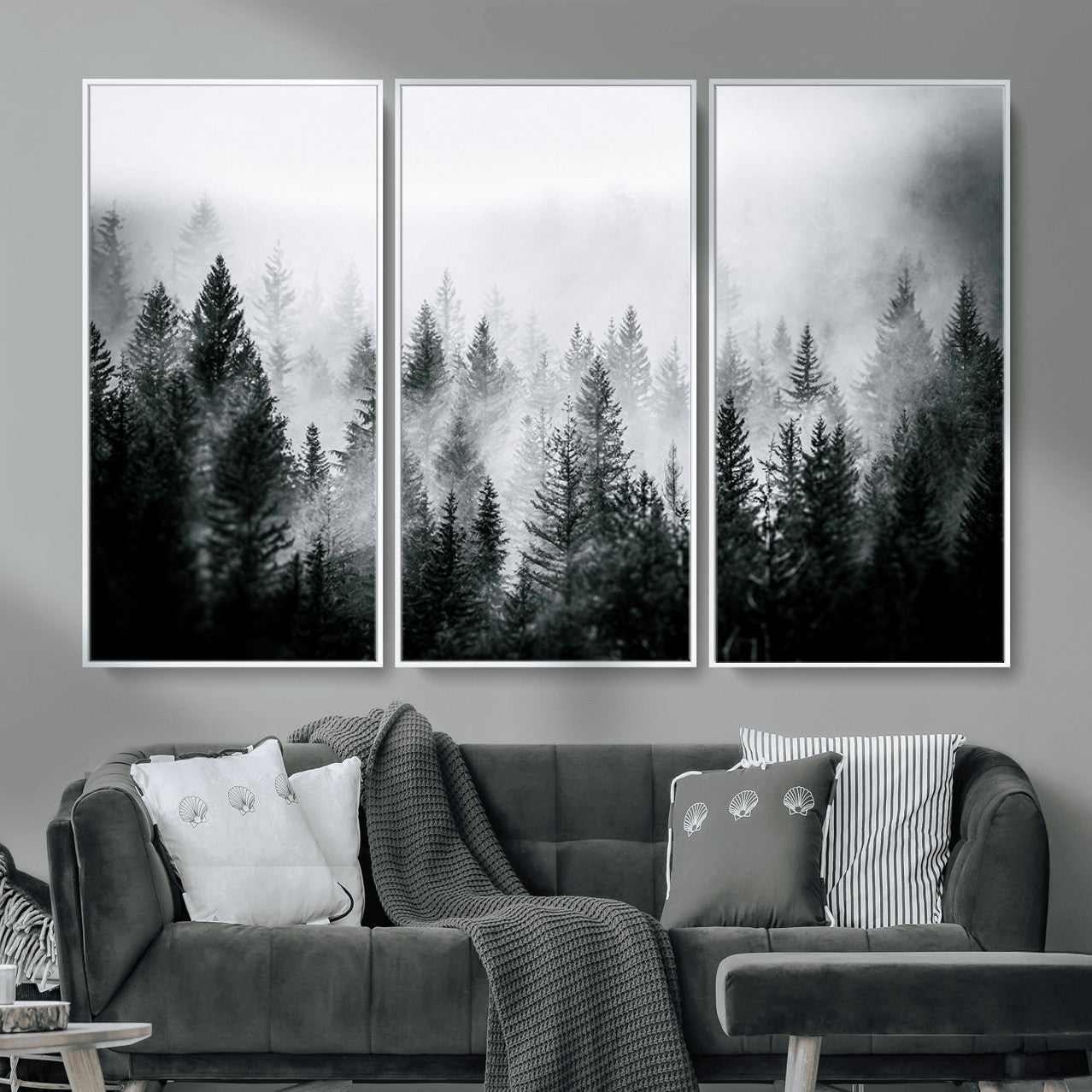 87750525-MGV-CV-36X24 - Foggy Forest Wall Art Canvas Print – Mountain Woodland Landscape Photography for Minimal Nature Home Decor