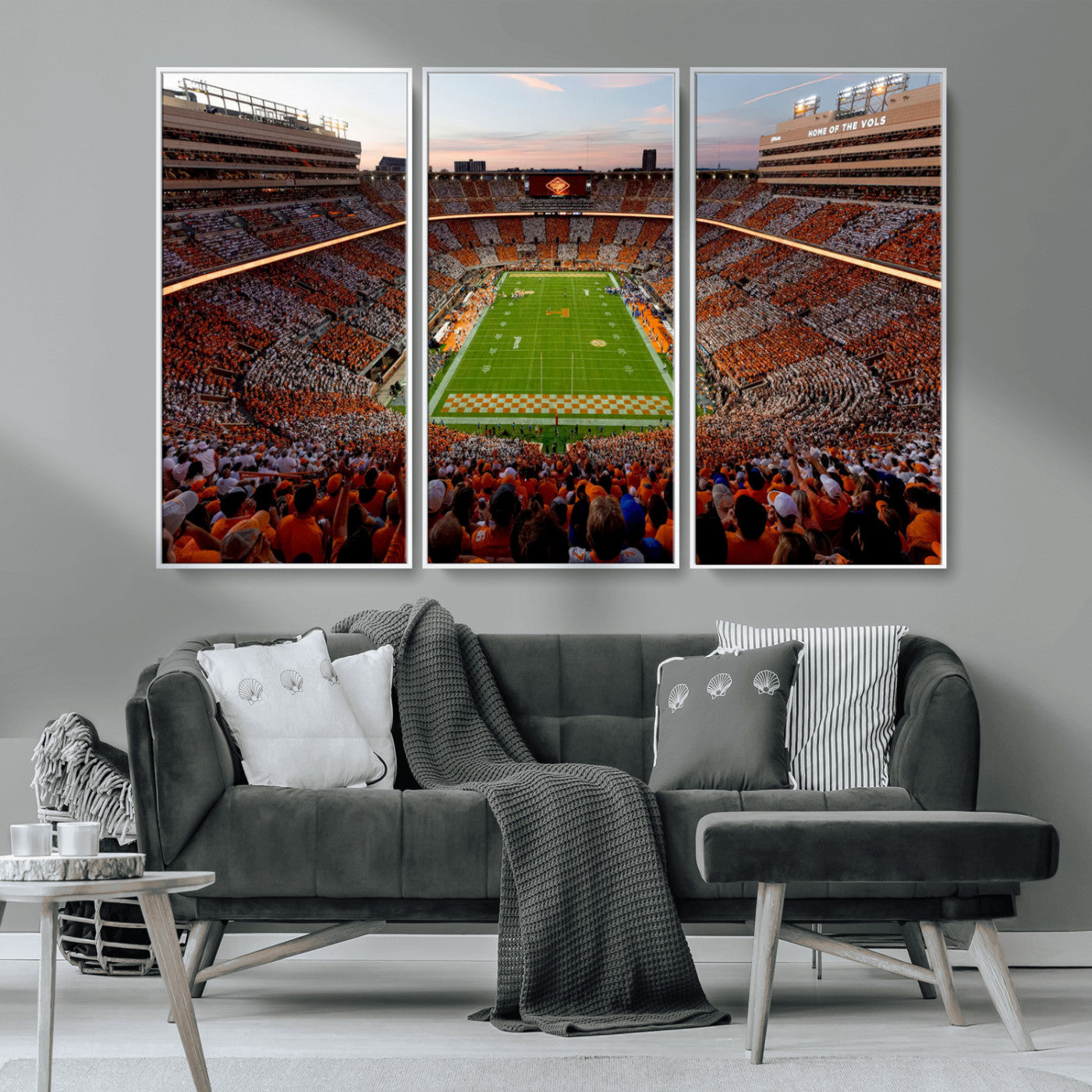 37160229-MGV-CV-48X32-3P-Tennessee Neyland Stadium Wall Art, Sports Arena Canvas Print, Panoramic Stadium Canvas Artwork for Home, Office