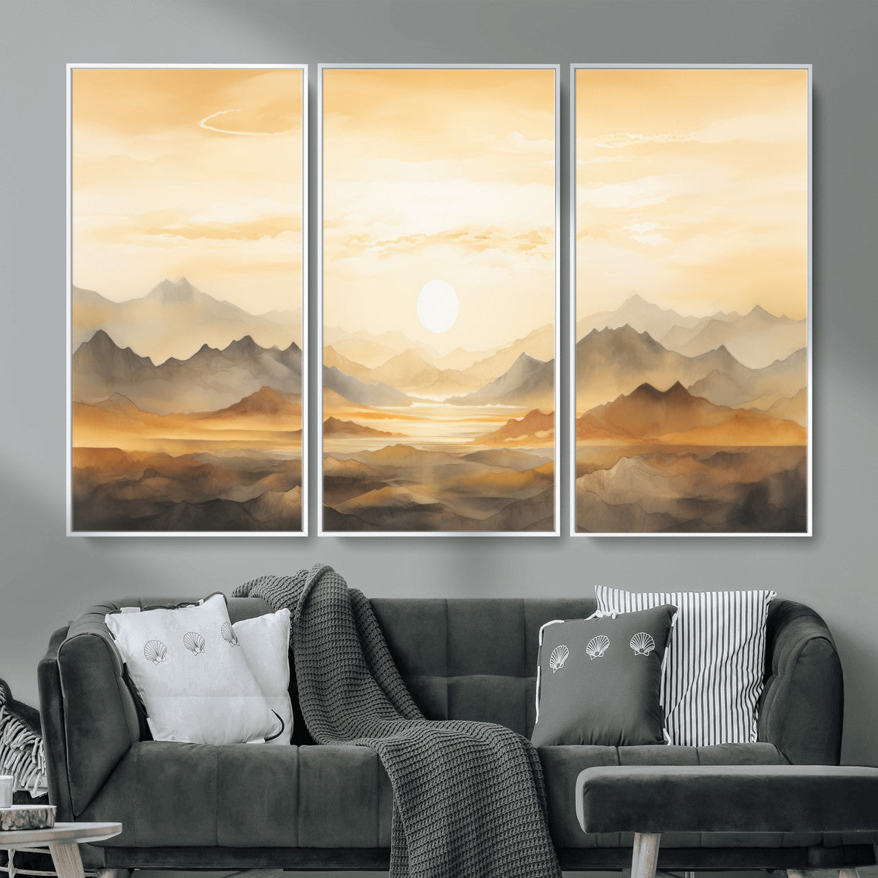 Nihat1-29-MGV-CV-36X24-Sepia Color Abstract Mountain Wall Art Canvas Print