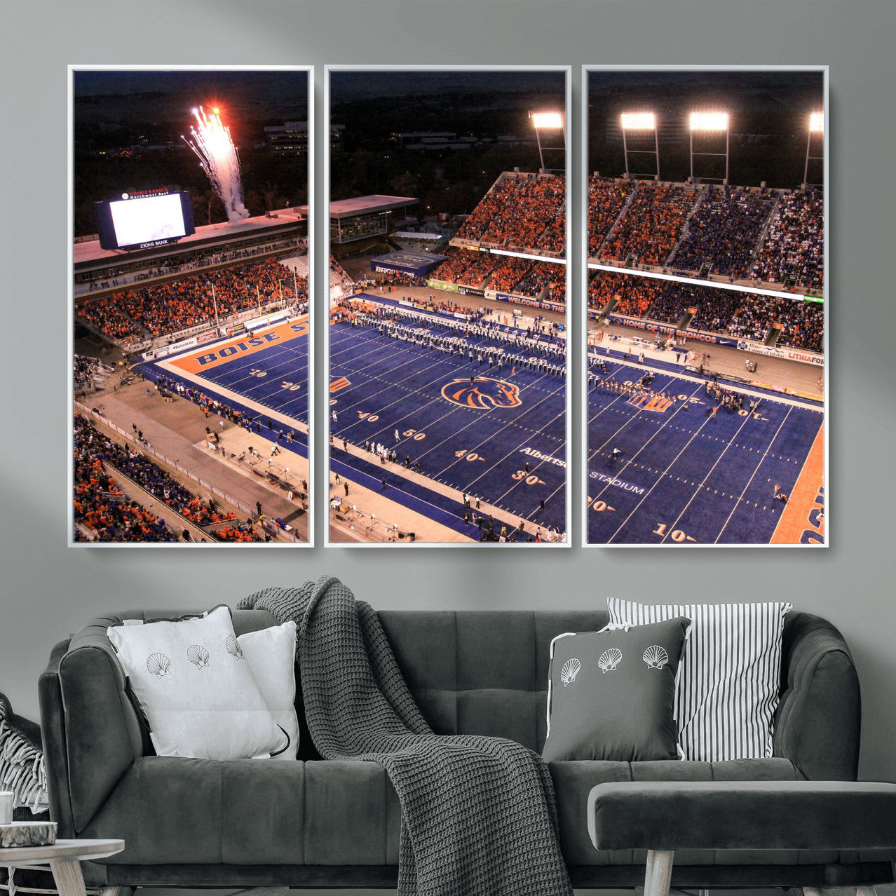 BS1001S-MGV-FC-48X32-3P - Boise State Broncos Albertsons Stadium Wall Art Canvas Print