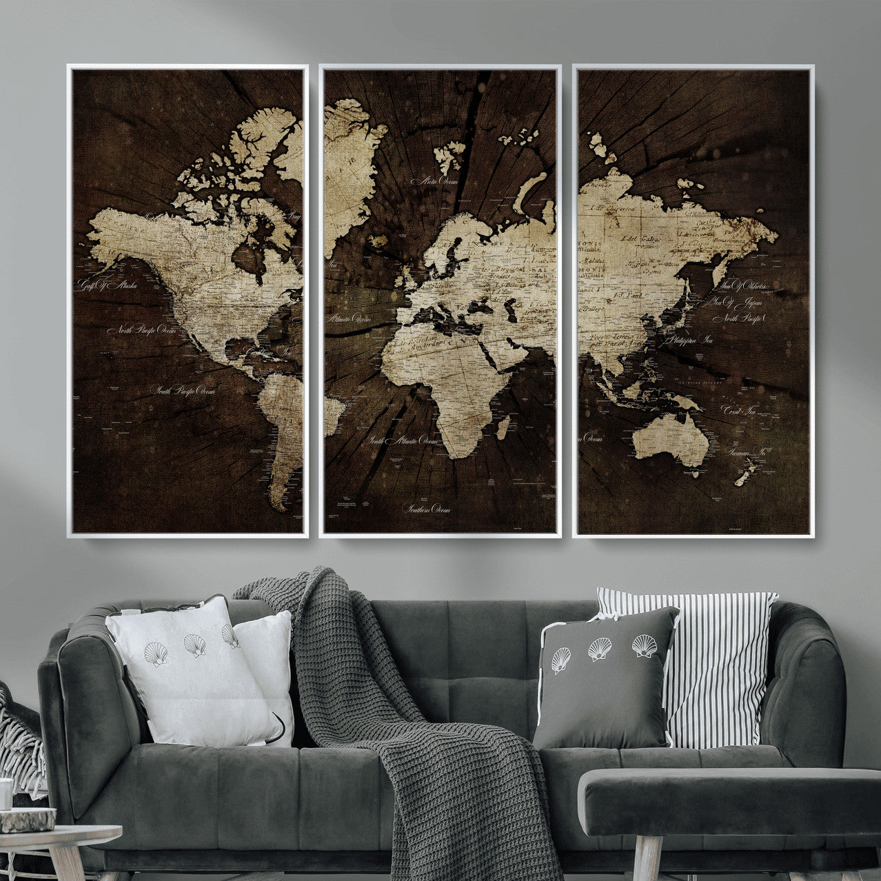 40991509-MGV-CV-36X24 - World Map Wall Art Canvas Print, Modern Decorative Framed Map Artwork Prints for Living Room, Office, Bedroom Wall Decor