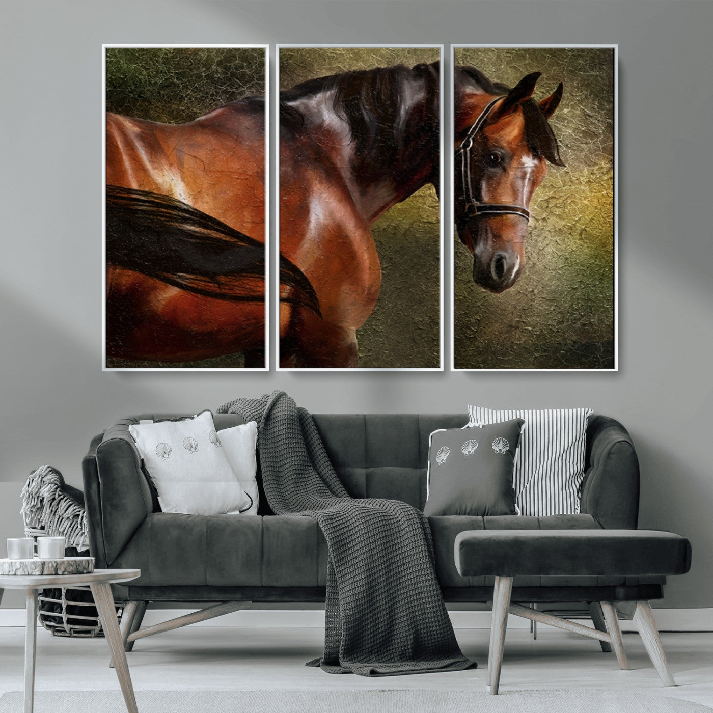76810-MGV-CV-36X24-Majestic Brown Horse Wall Art Canvas Print – Framed Equestrian Artwork with Elegant Stallion Artwork for Home or Office Decor
