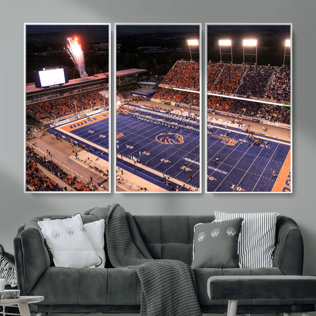 58849575-MGV-CV-36X24 - Boise State Stadium Large Wall Art Canvas Print for Living Room Office Wall Decor