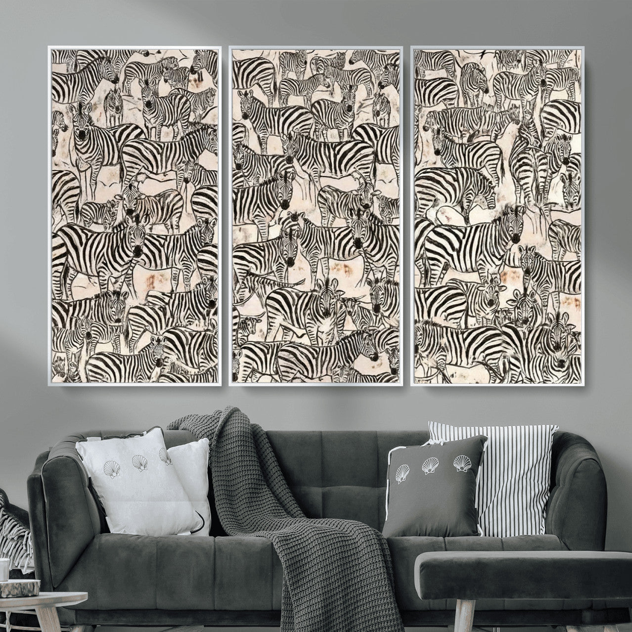 76453377-MGV-CV-36X24 - Farmhouse Animals Wall Art Canvas Print - Abstract Farm Animal Drawing Mid-Century Wall Art for Cabin Decor