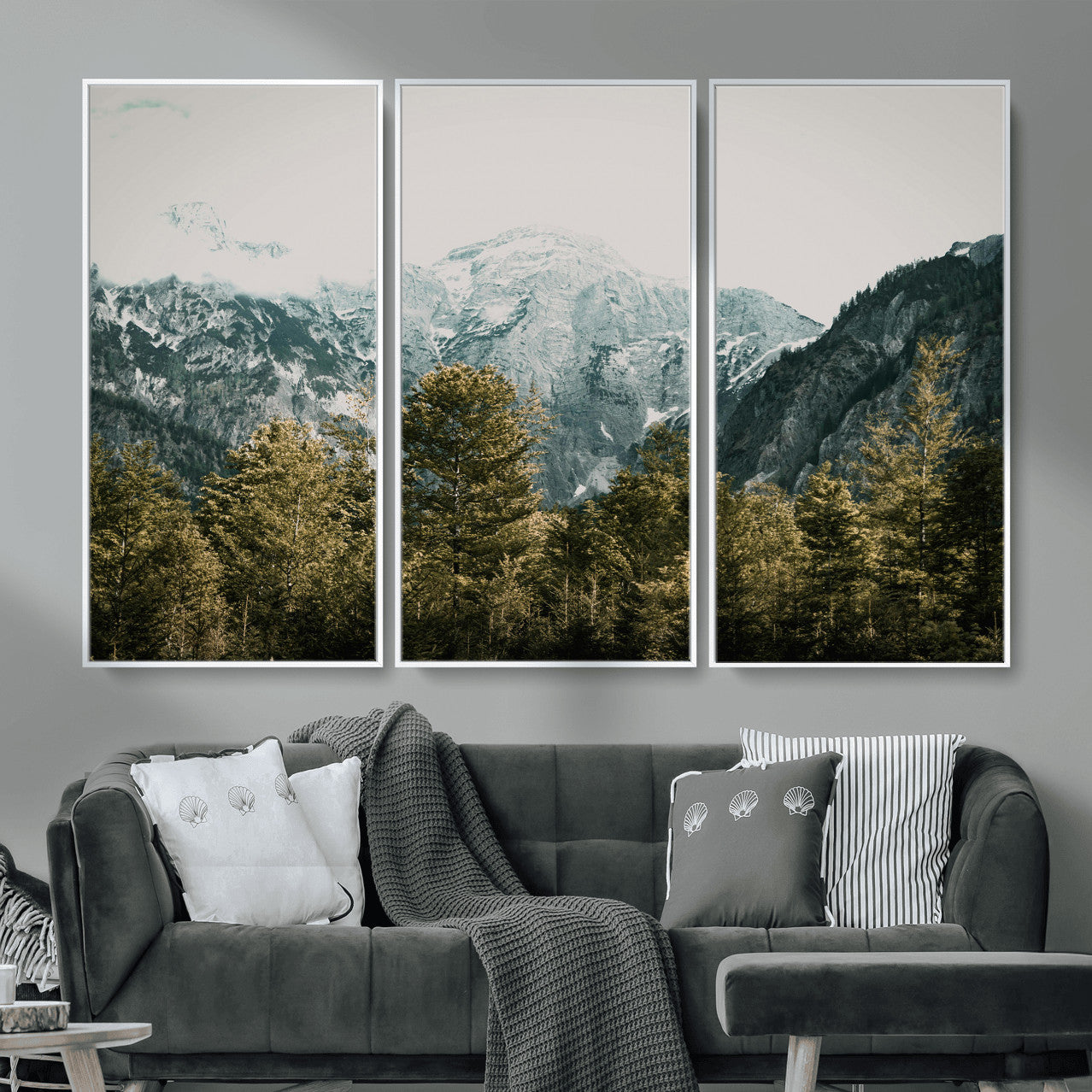 48479662-MGV-CV-36X24 - Mountain Forest Wall Art Canvas Print, Alpine Landscape Nature Photography, Moody Wilderness Wall Decor