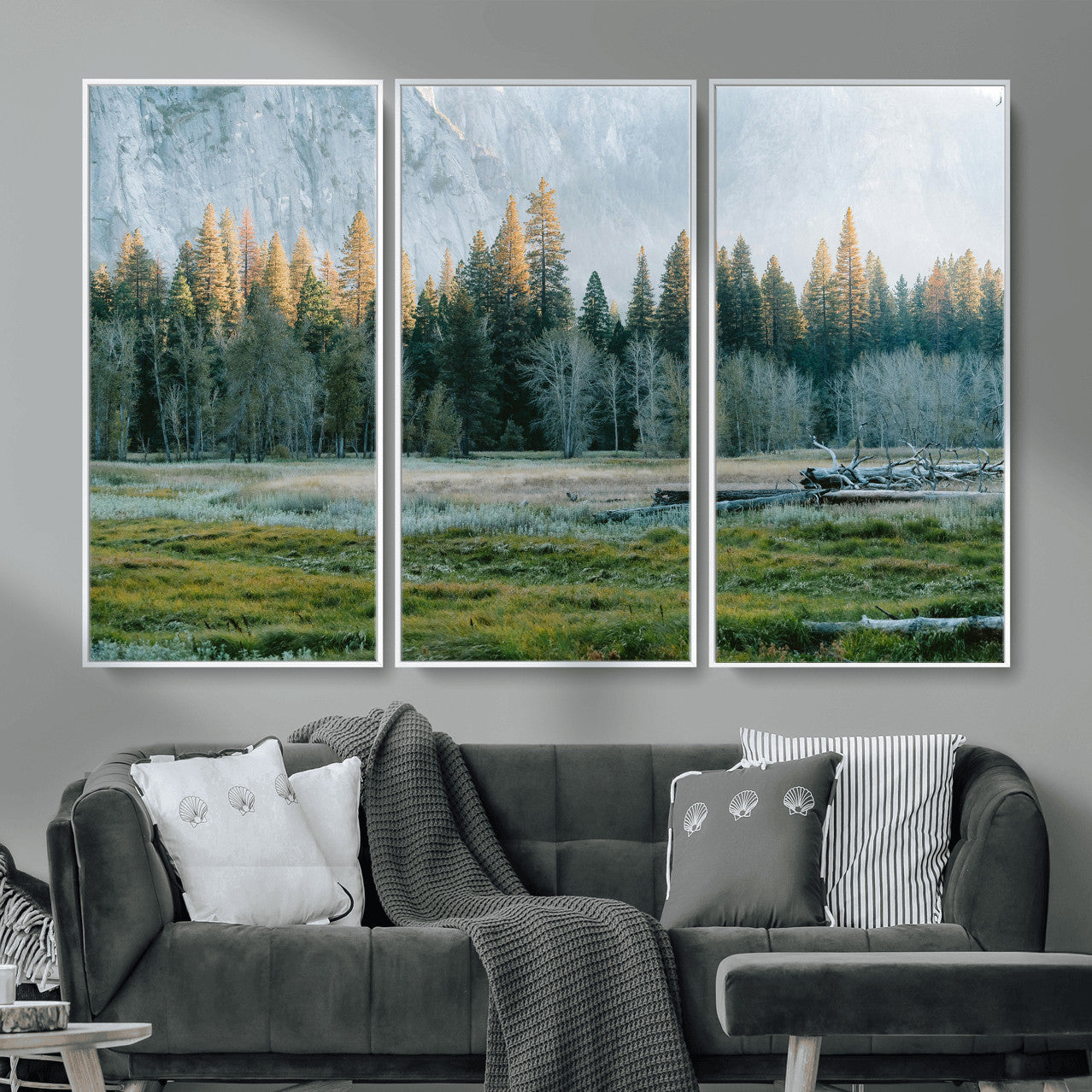 95548744-MGV-CV-36X24 - Forest Meadow Wall Art Canvas Print, Pine Tree Landscape Nature Artwork, Mountain Valley Scenic Photography, Calm Wilderness Wall Decor