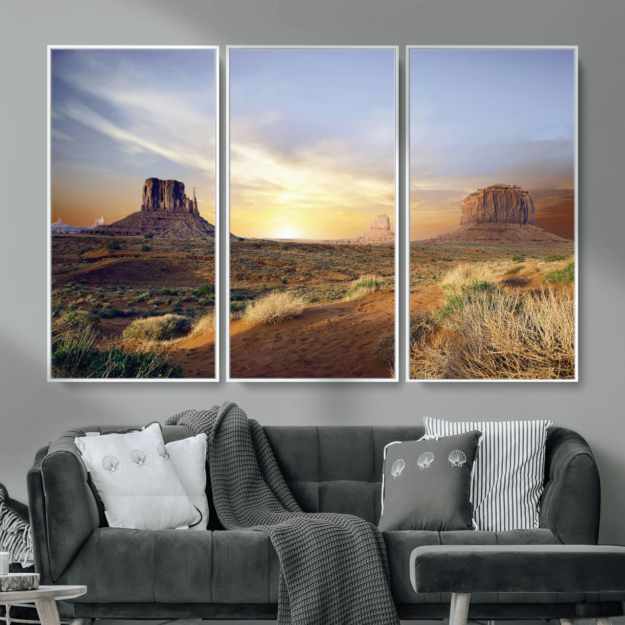 14901845-MGV-CV-36X24 - Monument Valley Desert Landscape Wall Art Canvas Print, Southwest Desert Rock Formation Canvas Print, Western Red Rock Panorama Art Printing