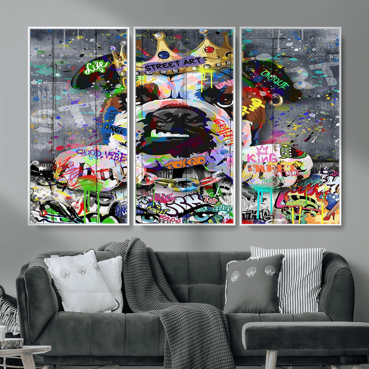 45209731-MGV-CV-36X24 - Dog Wall Decor for Teen Bedroom Decor - Graffiti Animal Canvas Wall Art for Teen Room Decor - Abstract Wall Painting Ready to Hang