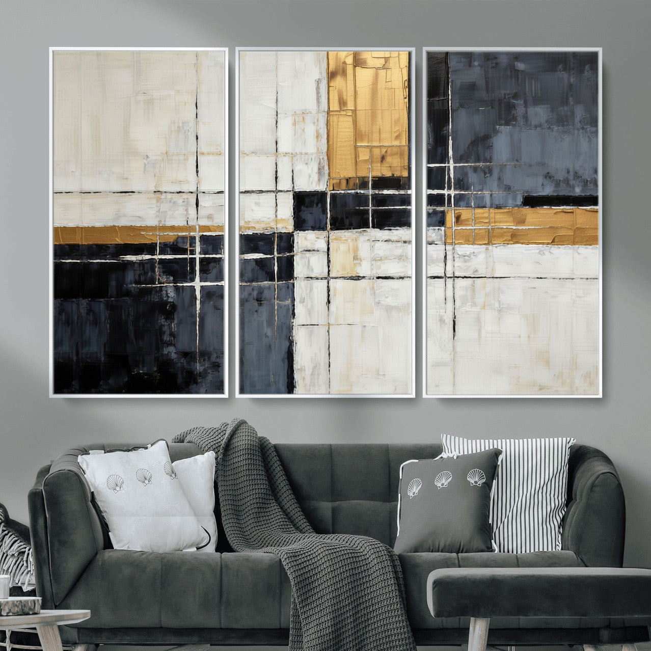 78975677-MGV-CV-36X24 - Gold Abstract Wall Art Canvas Print, Modern Luxury Geometric Painting Wall Decor for Living Room and Office