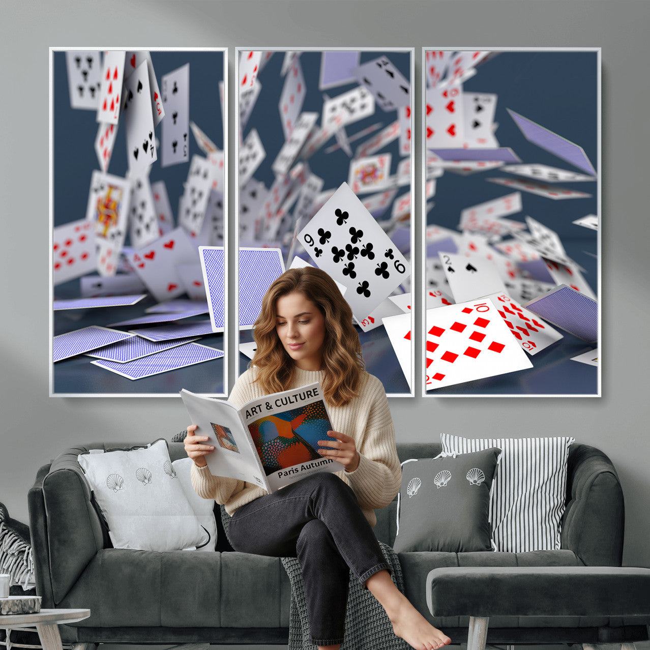 66392185-MGV-CV-36X24 - Playing Cards Canvas Wall Art | Casino Game Room Decor, Poker Decor Art