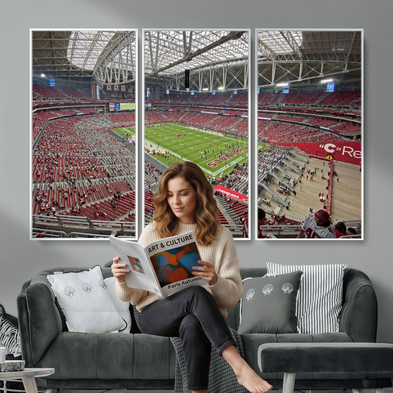 30579717-MGV-CV-36X24 - State Farm Stadium Canvas Wall Art, Arizona Cardinals Football Stadium Print, Glendale NFL Arena Panorama Artwork