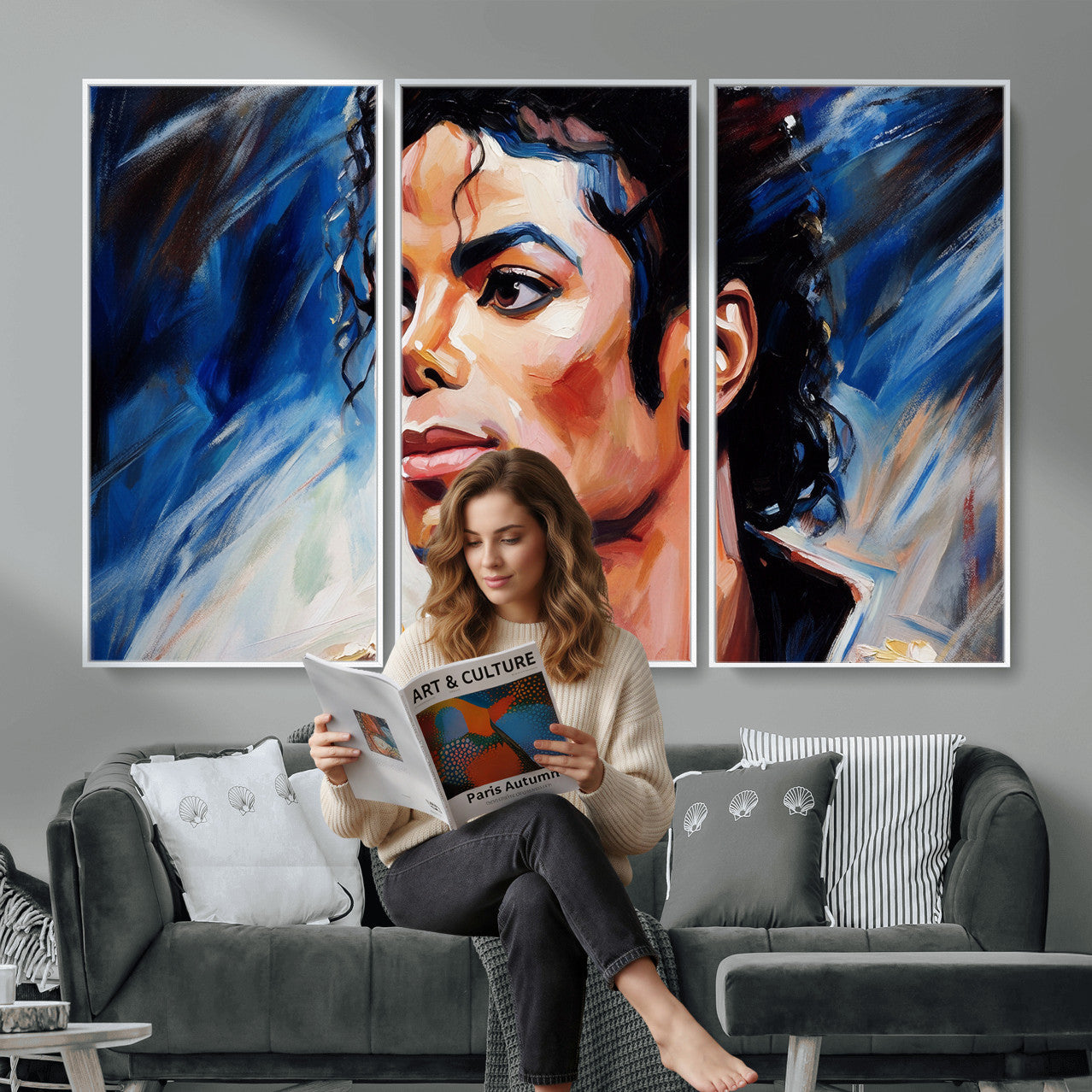 51466481-MGV-CV-36X24 - Abstract Michael Jackson Photo Wall Art Canvas Print
