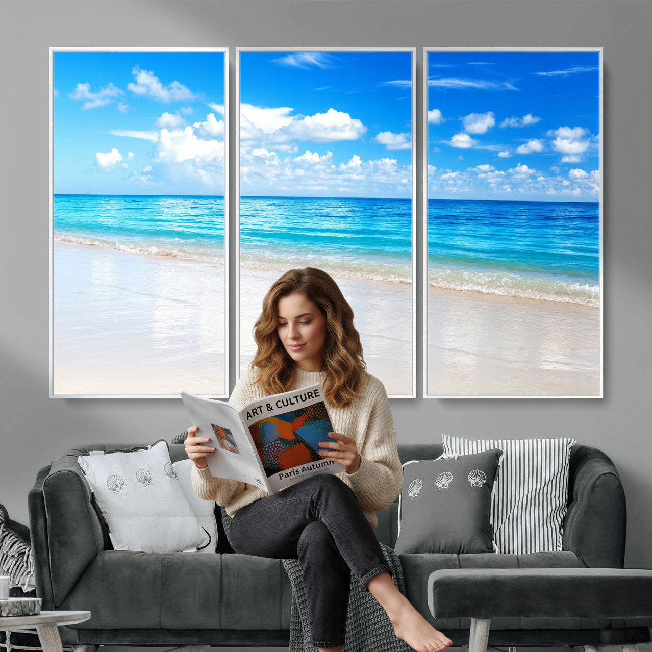 67491909-MGV-CV-36X24 - Tropical Beach Ocean Wall Art Canvas Print for Home Decor