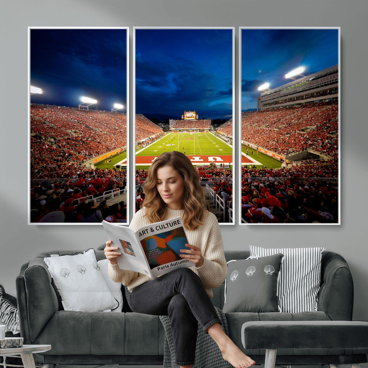 74019251-MGV-CV-36X24 - Rice-Eccles Stadium Wall Art Canvas Print - Utah Salt Lake City Stadium Print