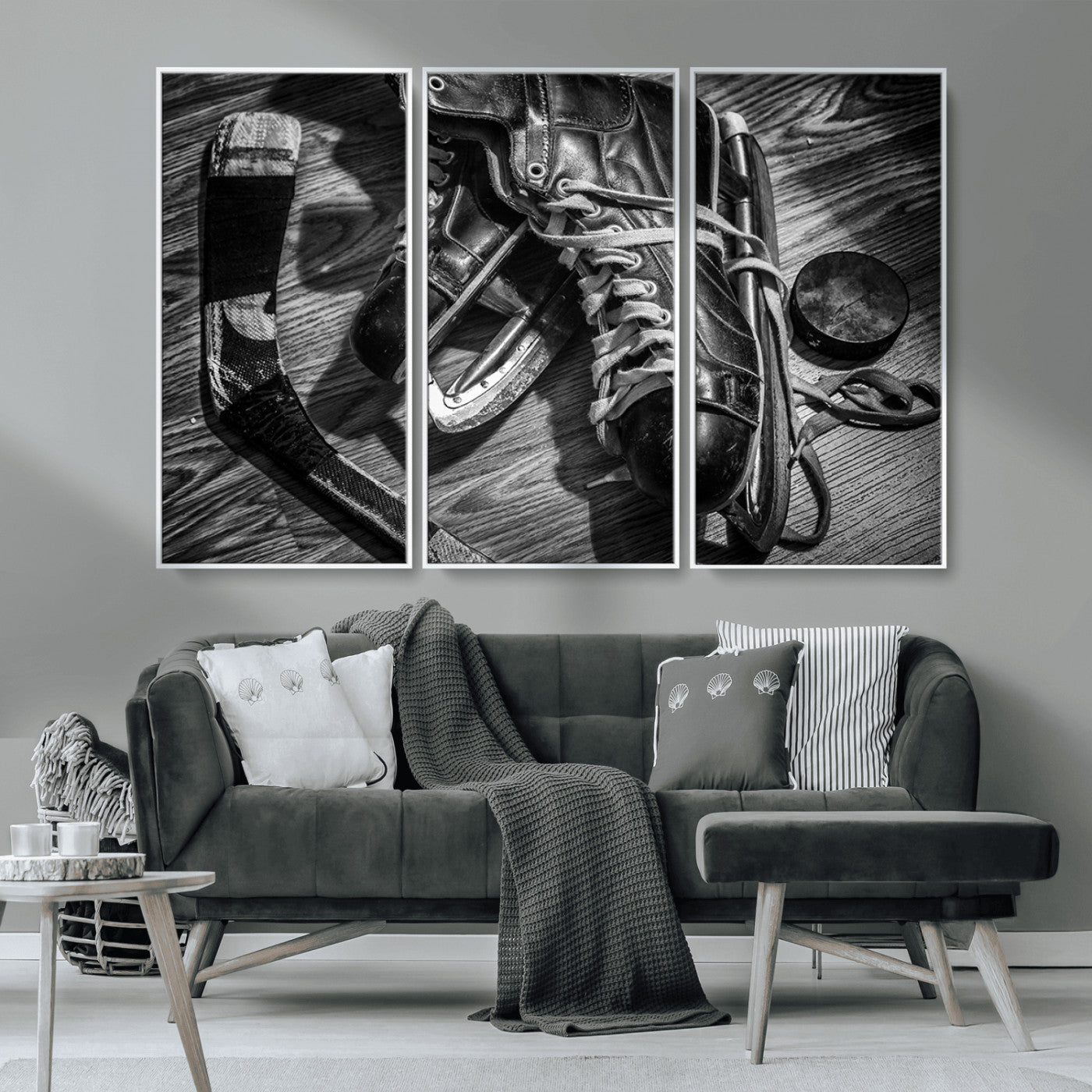 20553-MGV-FC-48X32-3P_White-Old Pair of Mens Skates Wall Art Canvas, Men Skates Wall Art Print