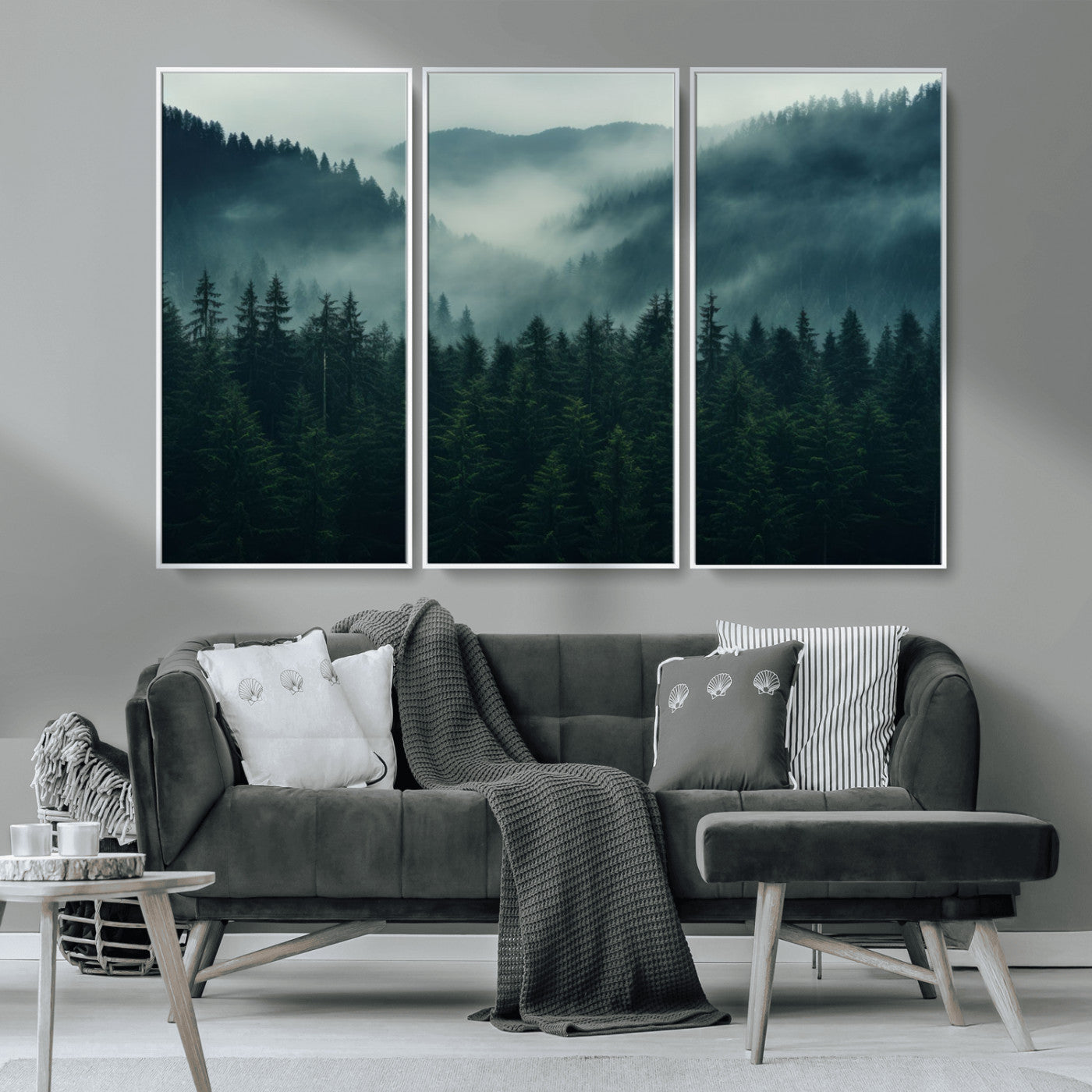 -Captivating Misty Forest Wall Art Premium Canvas Print, Foggy and Serene Atmosphere Wall Art Canvas
