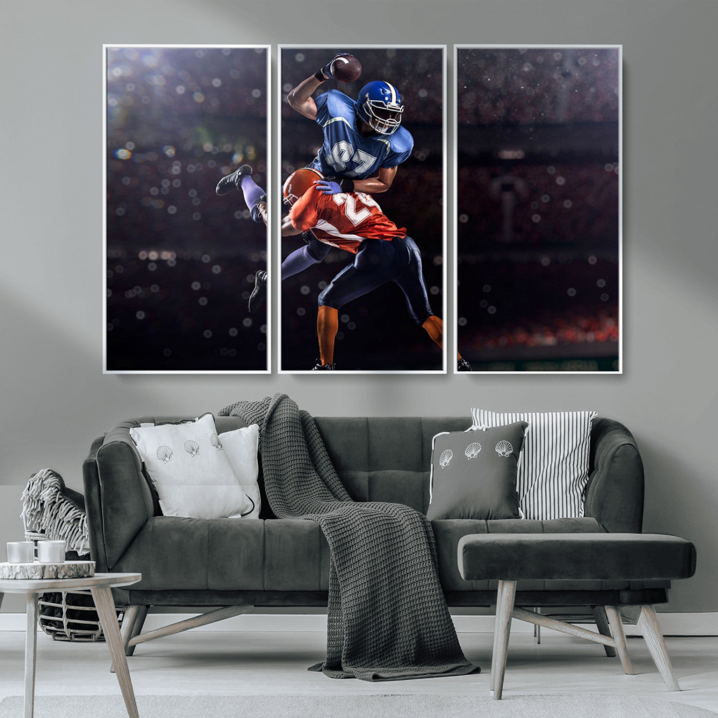 76491-MGV-FC-48X32-3P_White-American Football Wall Art Canvas Print, Stadium Sport Wall Art Print