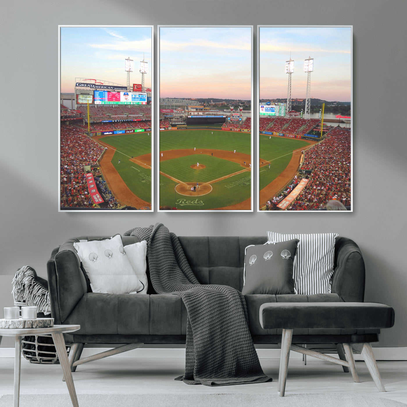 -Cincinnati Reds Baseball Print Canvas- Cincinnati Great American Ball Park Stadium Wall Art Canvas