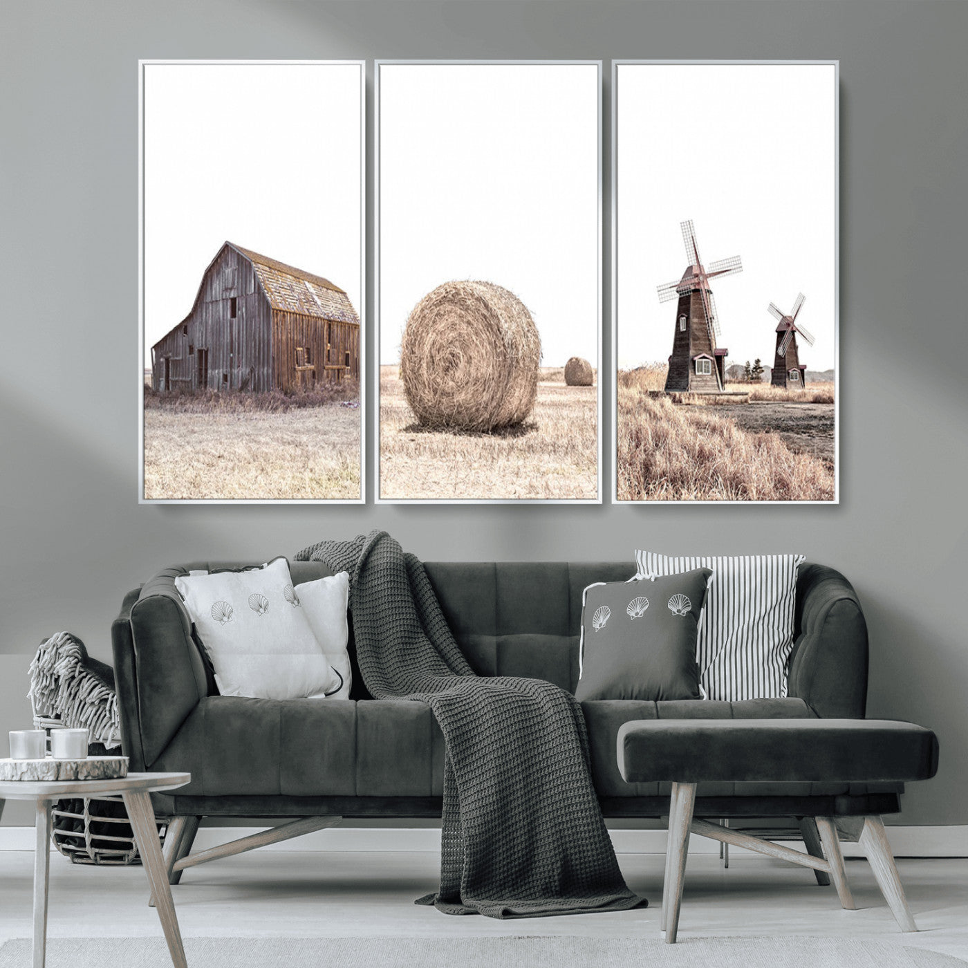 94971-MGV-CV-36X24-Farm Prints Set, Set of 3 Farmhouse Wall Art, Country House Decor