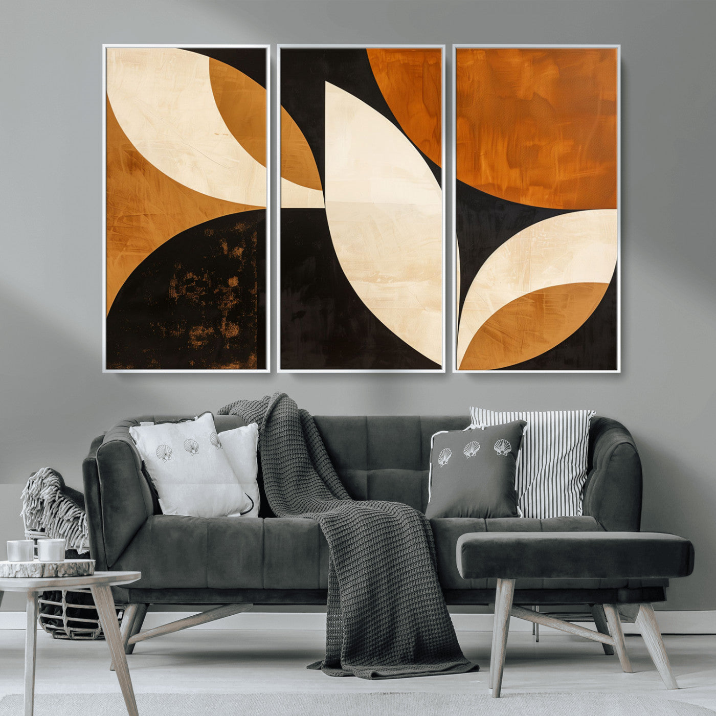 21251-MGV-CV-36X24-Geometric Abstract Wall Art Canvas Print, Mid Century Modern Wall Art Print