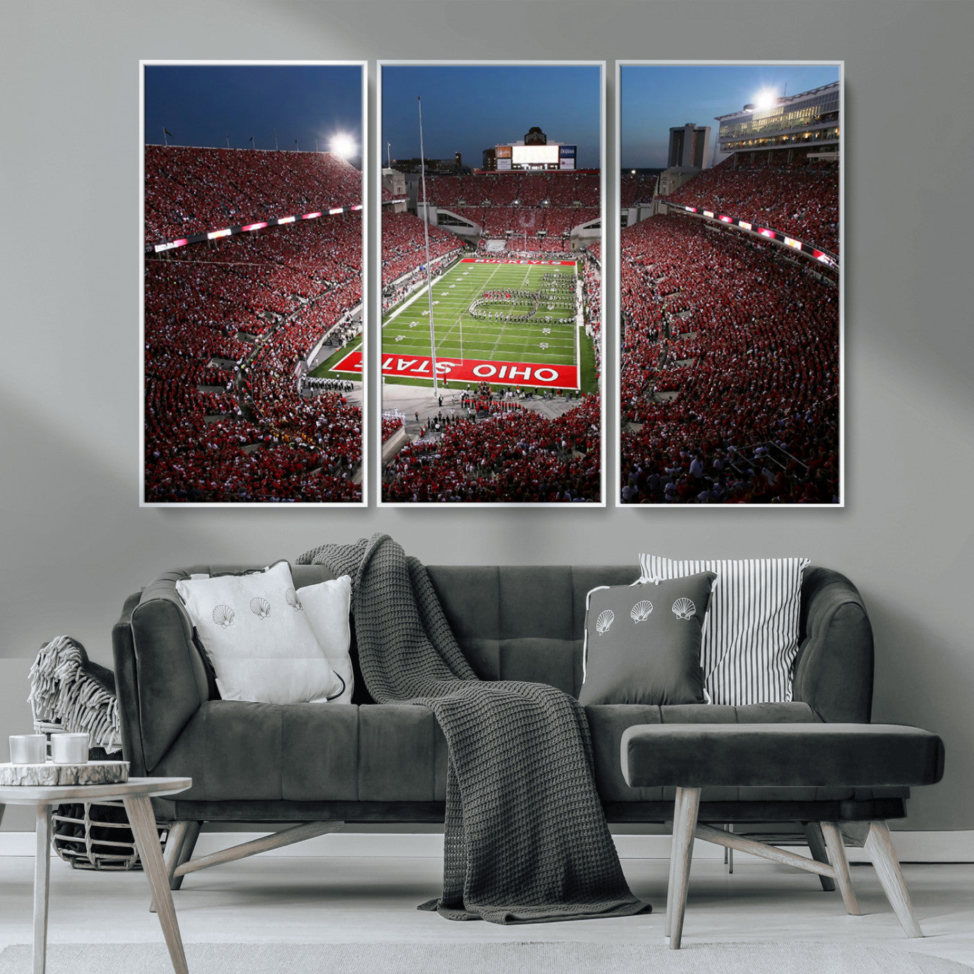 -Ohio State University Buckeyes Football Team Print - Columbus Ohio Stadium Wall Art Canvas Print