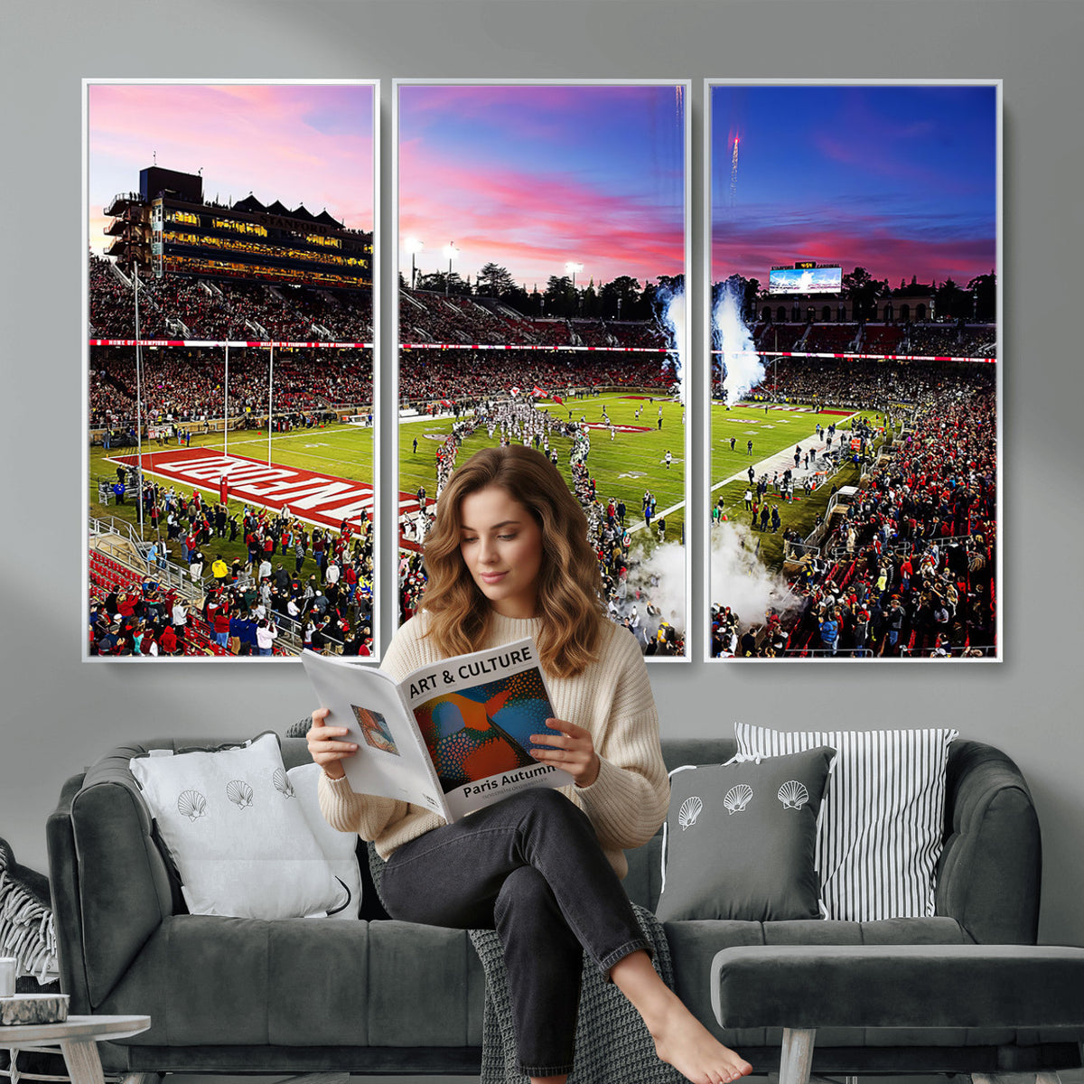 25557-PAN-FL-20X10 - Stanford University Cardinal Football Team Print - Stanford Stadium Wall Art Canvas Print