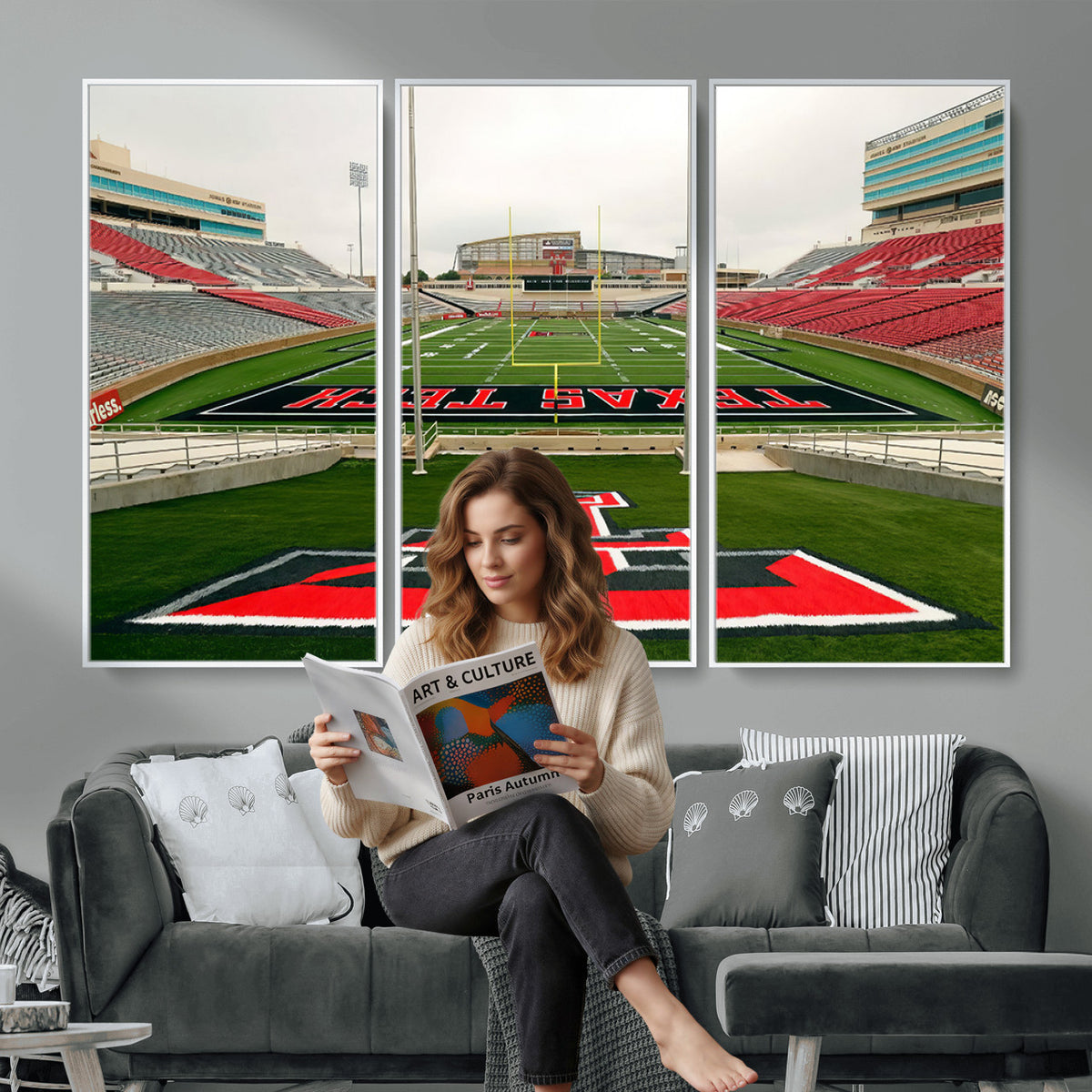 43169-PAN-FL-20X10 - Texas Tech Red Raiders Football Team Print - Lubbock Jones AT&T Stadium Wall Art Canvas Print