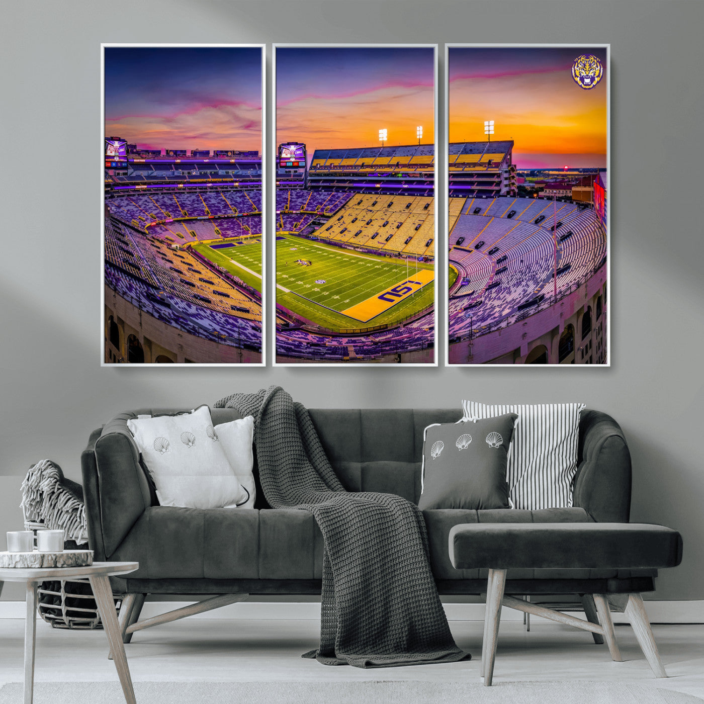 93538-MGV-CV-36X24-The Louisiana State University Tigers Football Team Print - Baton Rouge Tiger Stadium Wall Art