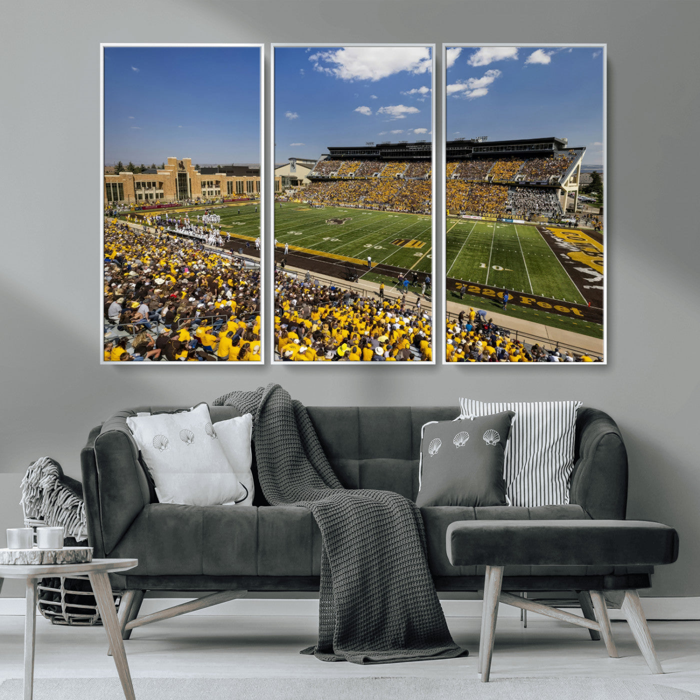 75112-MGV-CV-36X24-University of Wyoming Cowboys Football Team Print - Laramie Jonah Field War Memorial Stadium Wall