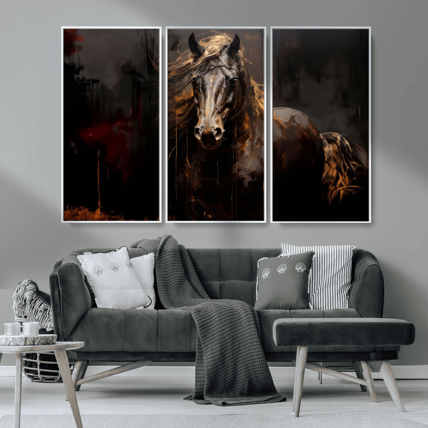 40932-MGV-CV-36X24-Abstract Black Horse Canvas Print for Farmhouse Wall Art | Abstract Equine Wall Art | Western Decor