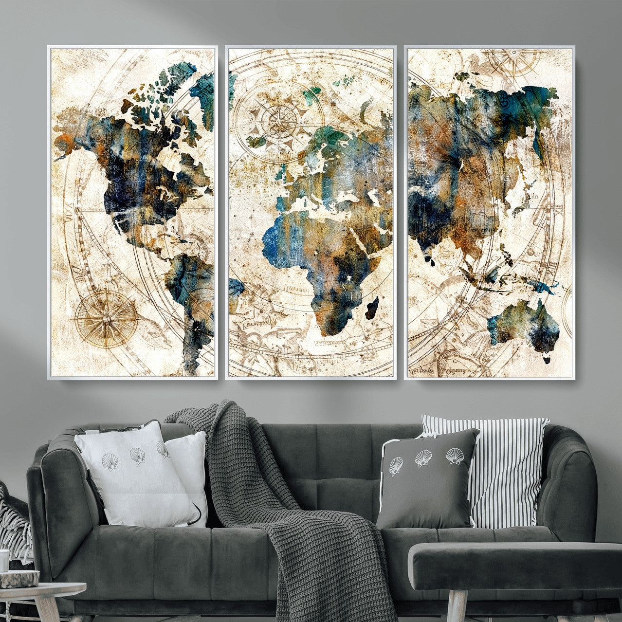 10554-MGV-CV-36X24 - Abstract World Map Art Print Canvas Print