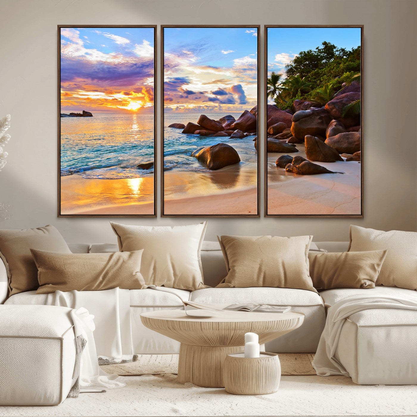 -Tropical Island Beach Sunset Canvas Print