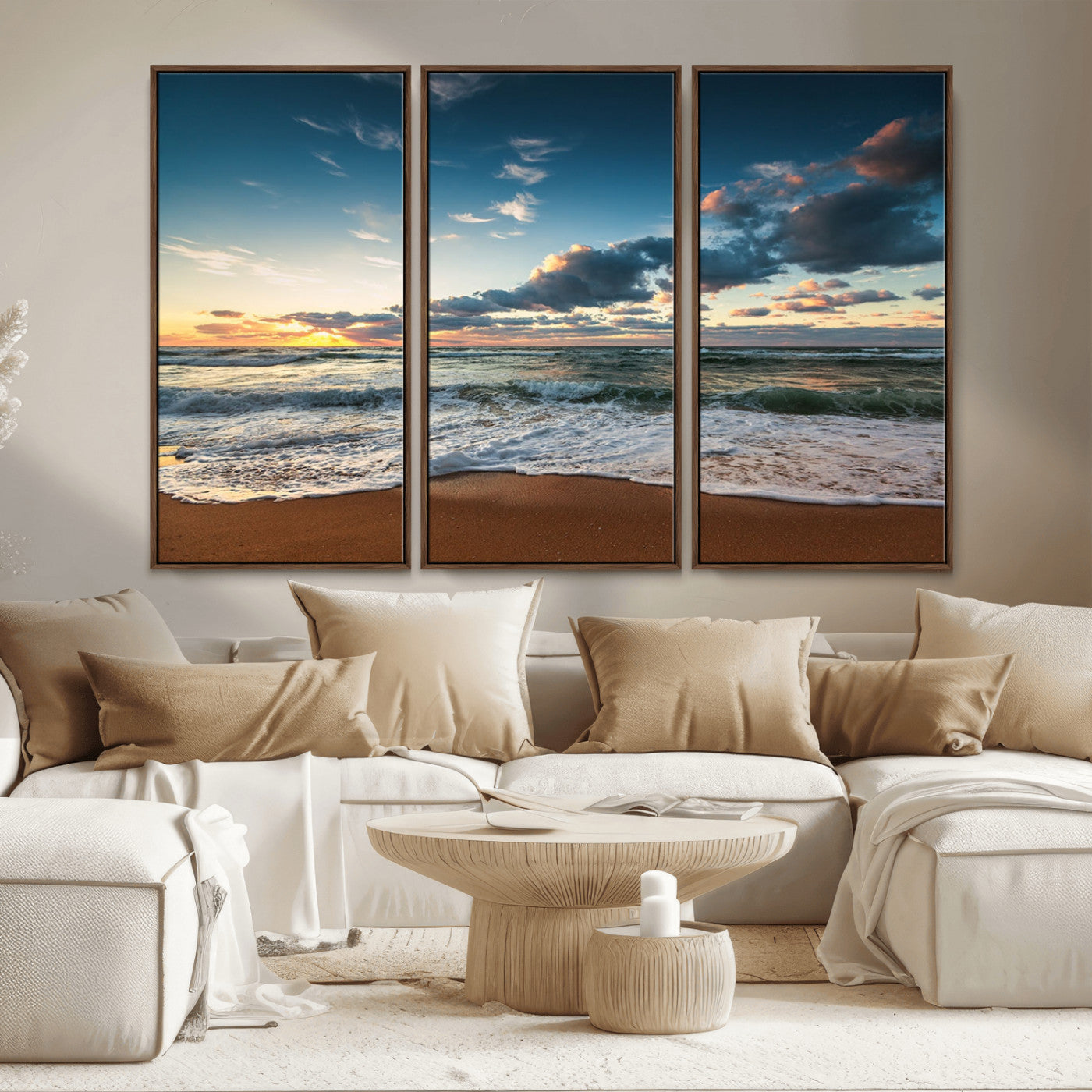 -Ocean Beach Wall Art Canvas Print Sunset Artwork Print Coastal Wall Art