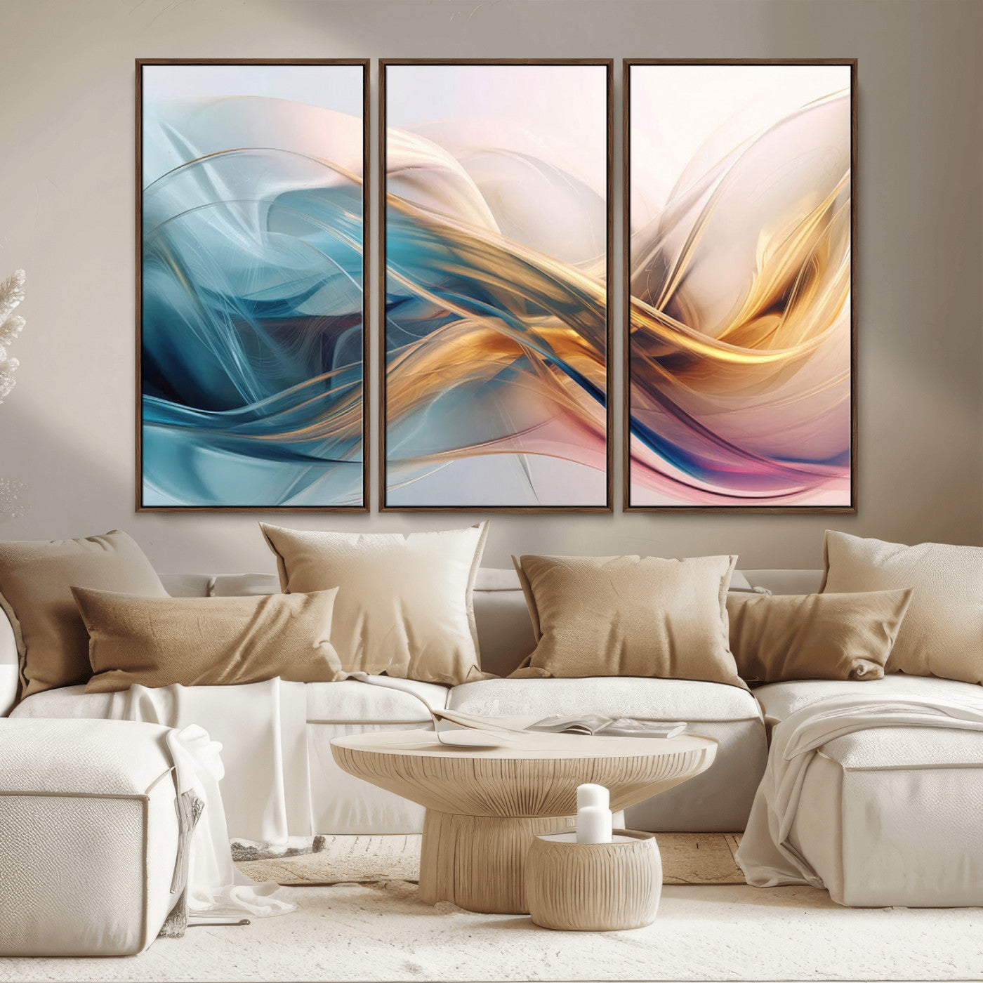 17461-MGV-FC-48X32-3P_Walnut-Abstract Flowing Colors Wall Art Canvas Print