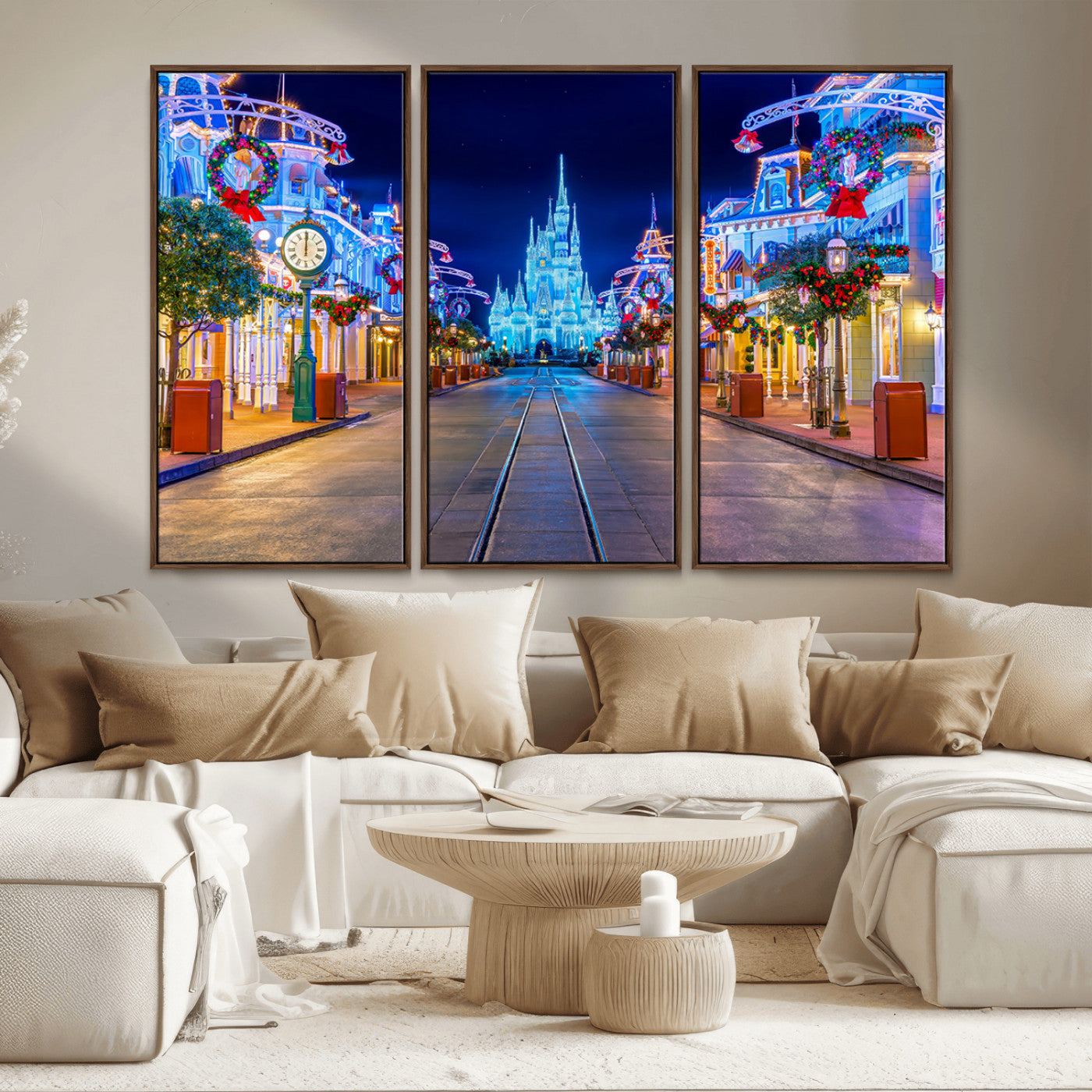 12470-MGV-CV-36X24-Disney Castle Wall Art – Large Magic Kingdom Canvas Artwork, Fairytale Design, Kids Room Christmas Decor for Home, Office