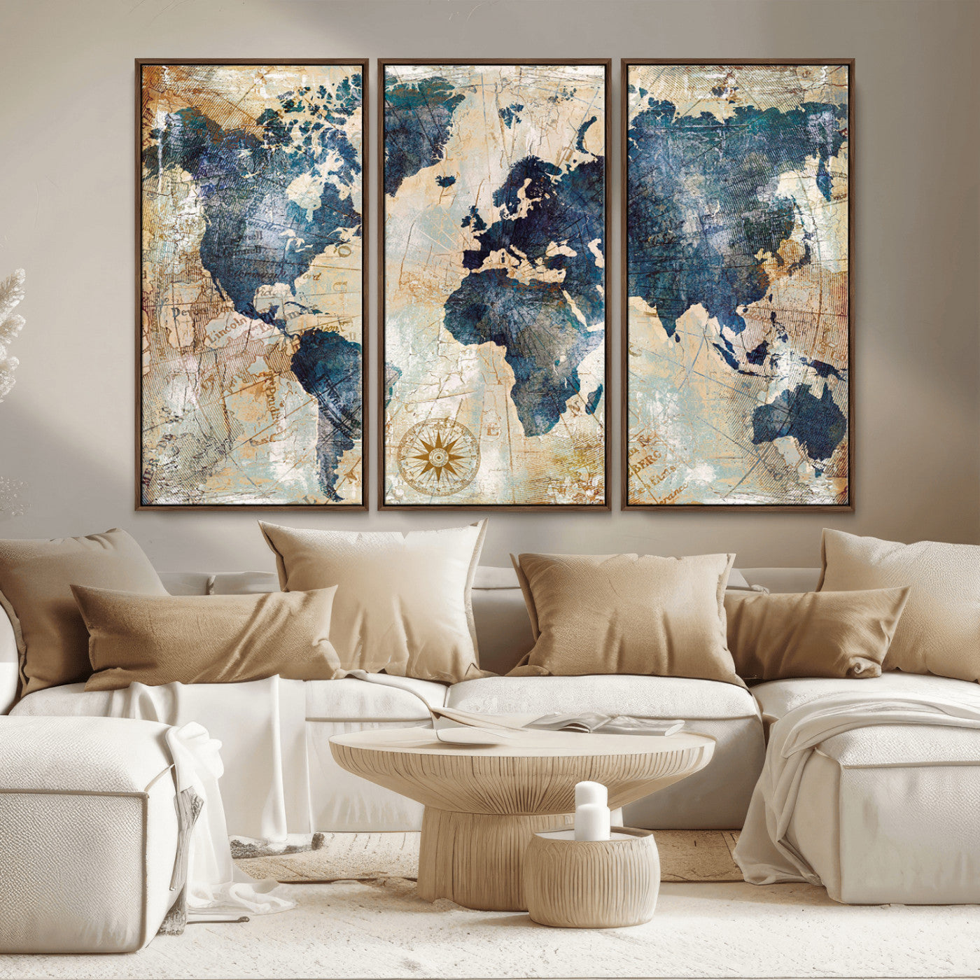 84561-MGV-CV-36X24-Push Pin World Map Canvas Print – Framed Wall Art for Couples, Travel Tracker Map, Anniversary Gift for Home Decor