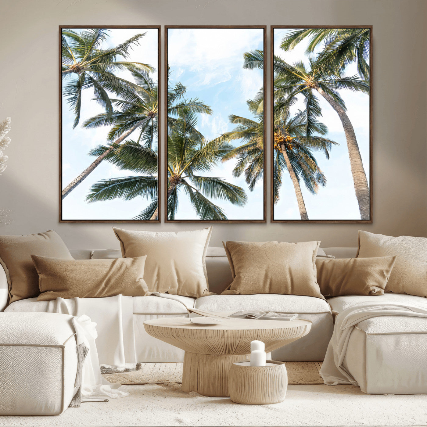 87247012-MGV-CV-36X24 - Tropical Palm Trees Wall Art – Sunlit Leaves & Blue Sky Canvas Print, Island Breeze and Vacation Vibes for Office or Home Decor