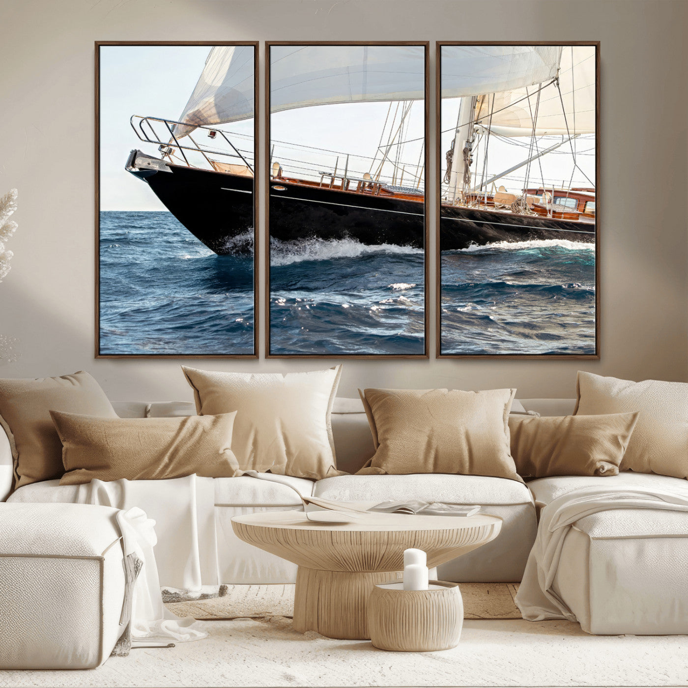 97168626-MGV-CV-36X24 - Boat Yacht Wall Art – Ocean Waves & Sailing Adventure Canvas Print, Nautical Elegance & Marine Journey for Living Room or Luxury Decor