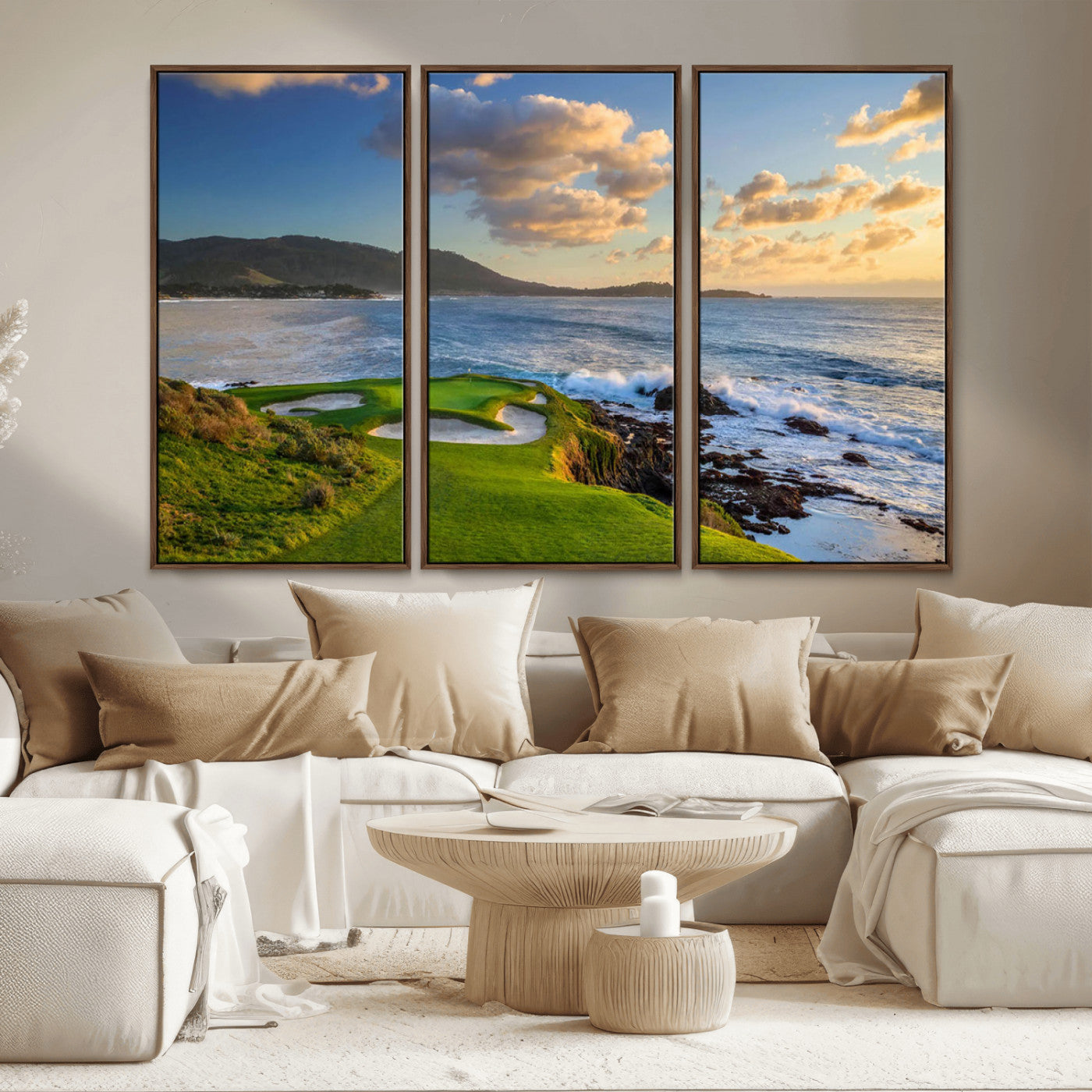 50107048-MGV-CV-36X24-Pebble Beach Golf Links Wall Art Canvas Print – Iconic Coastal Golf Course Artwork for Home, Office, Living Room